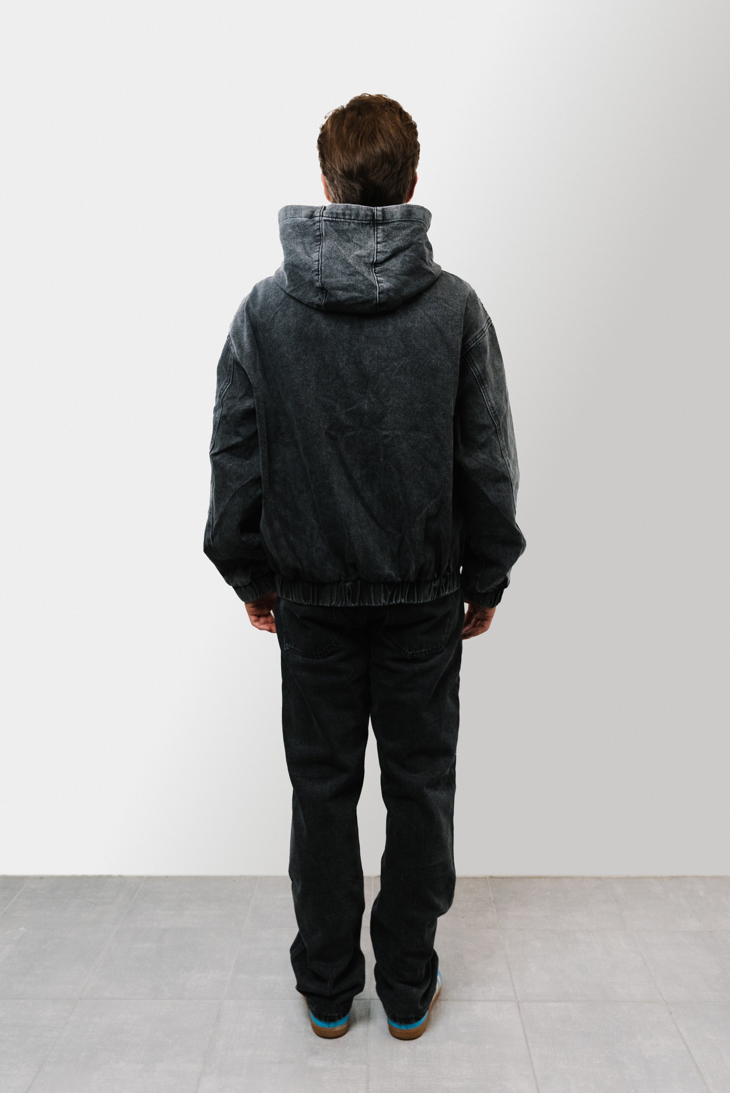 SPARCKLY DENIM SLAVED BLACK SUIT - Shoebuya Design