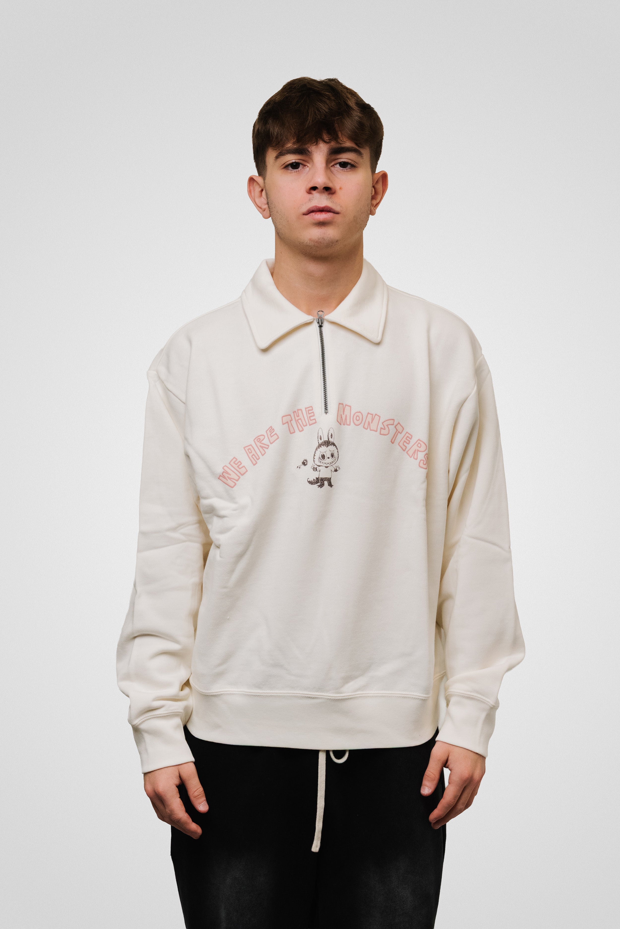 QUARTER ZIP HOODIE UNIQLO X POP MART LABUBU CREAM