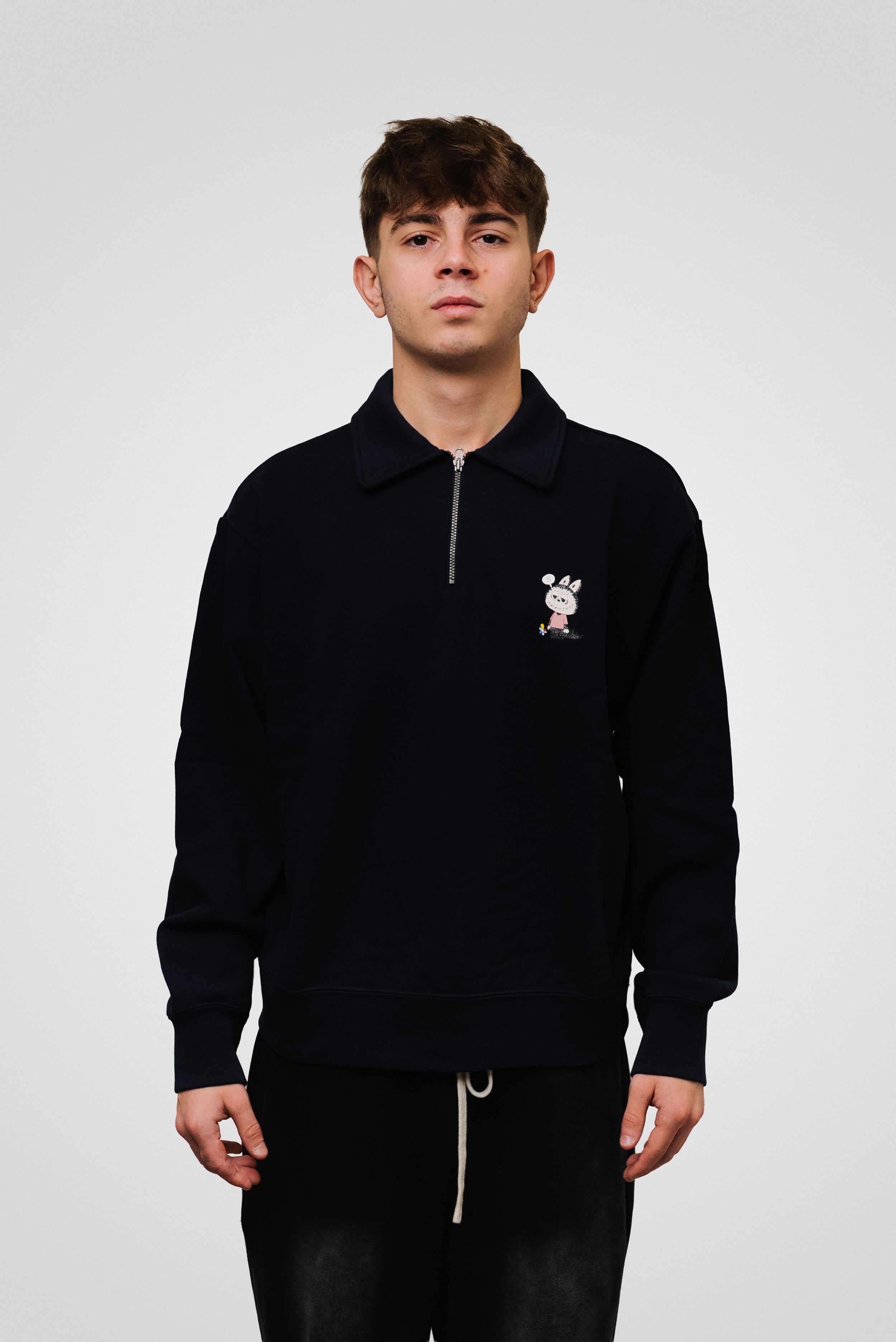 QUARTER ZIP HOODIE UNIQLO X POP MART LABUBU BLUE