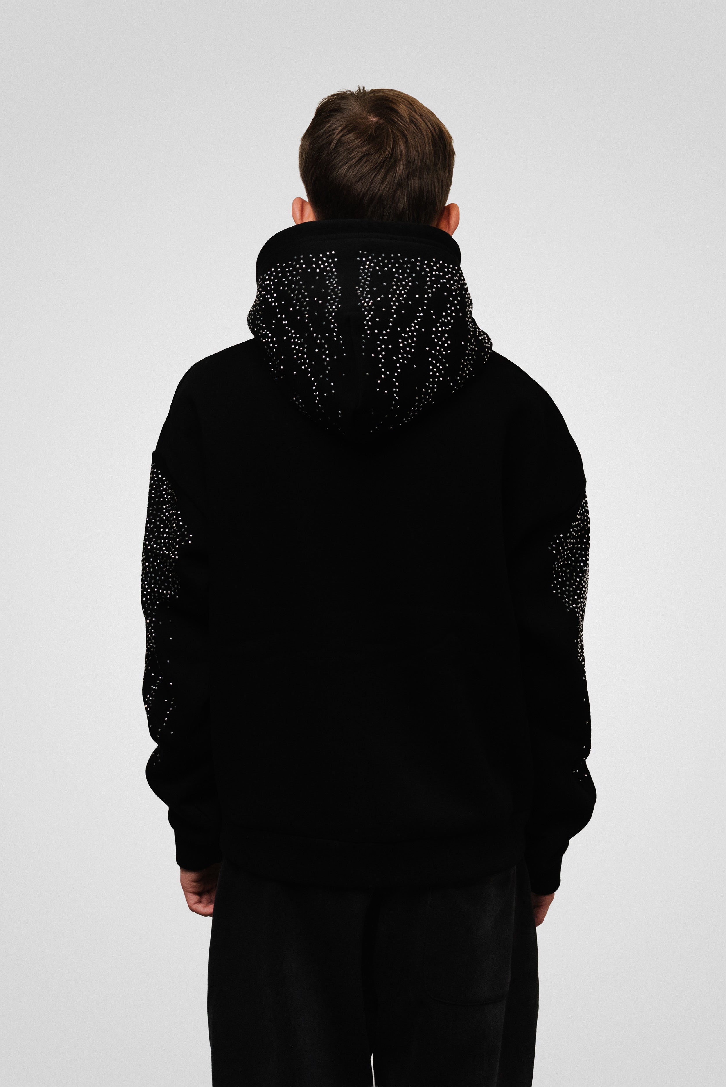ZIP GLITTER BLACK HOODIE- Replacement Brand