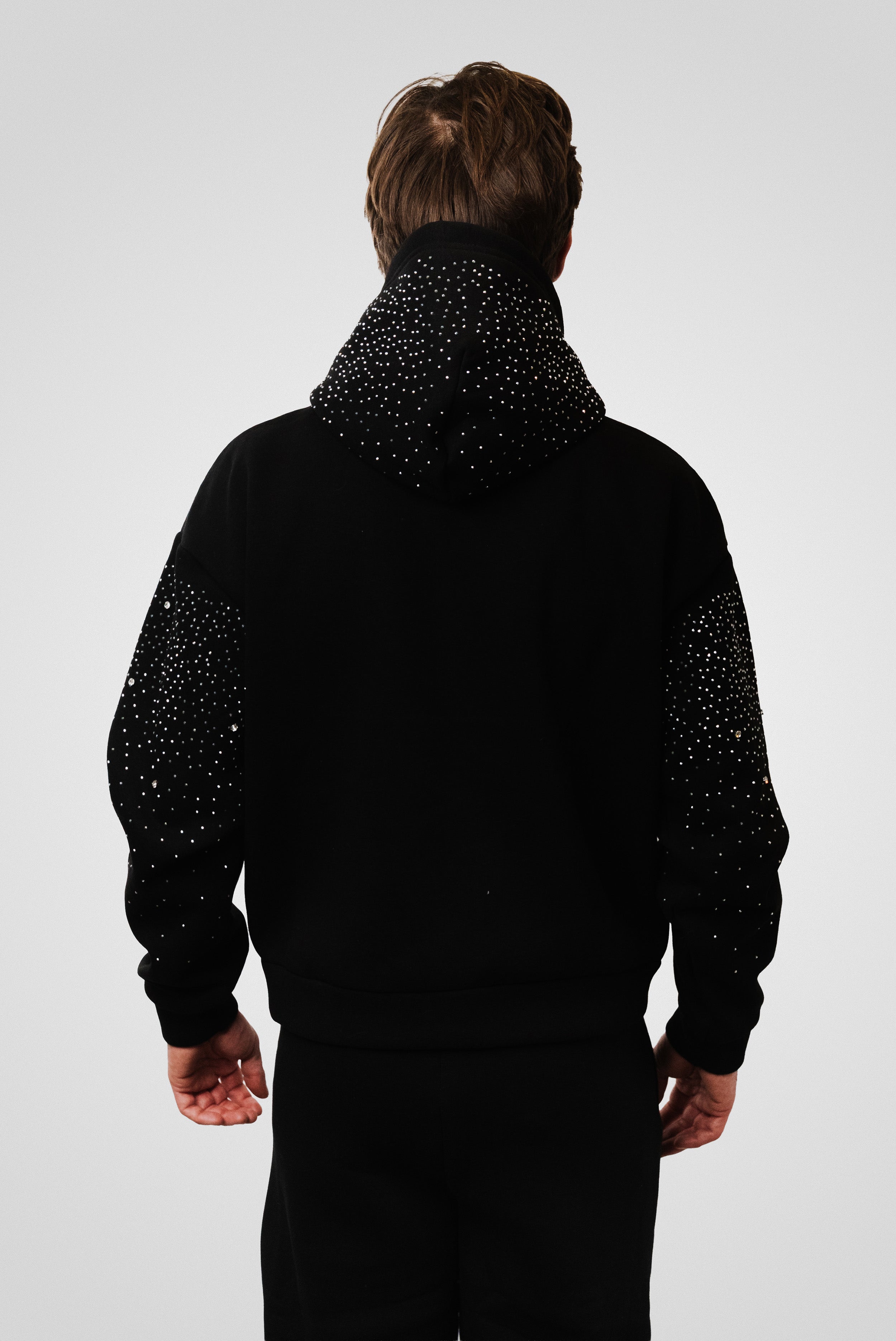 ZIP GLITTER BLACK HOODIE- Replacement Brand