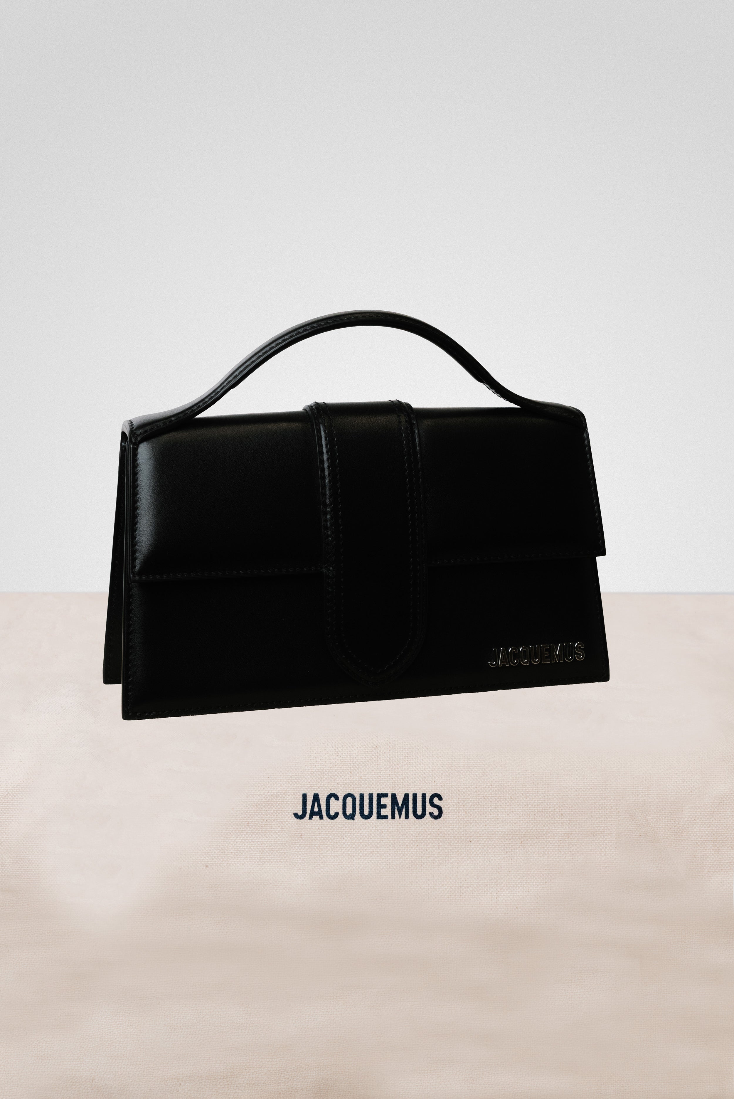 JACQUEMUS LE GRAND BAMBINO CROSSBODY FLAP BAG BLACK SILVER