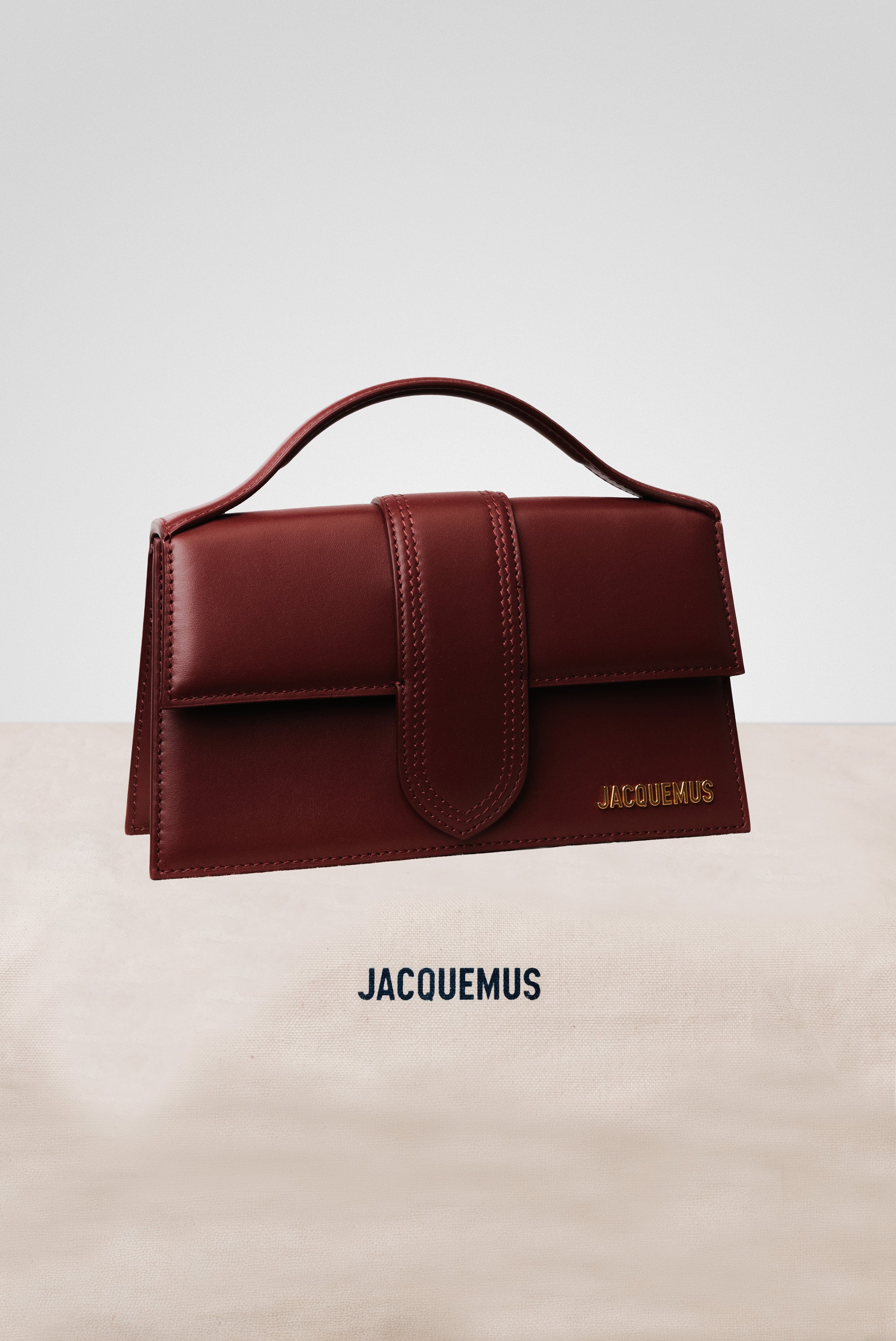 JACQUEMUS LE GRAND BAMBINO CROSSBODY FLAP BAG BURGUNDY