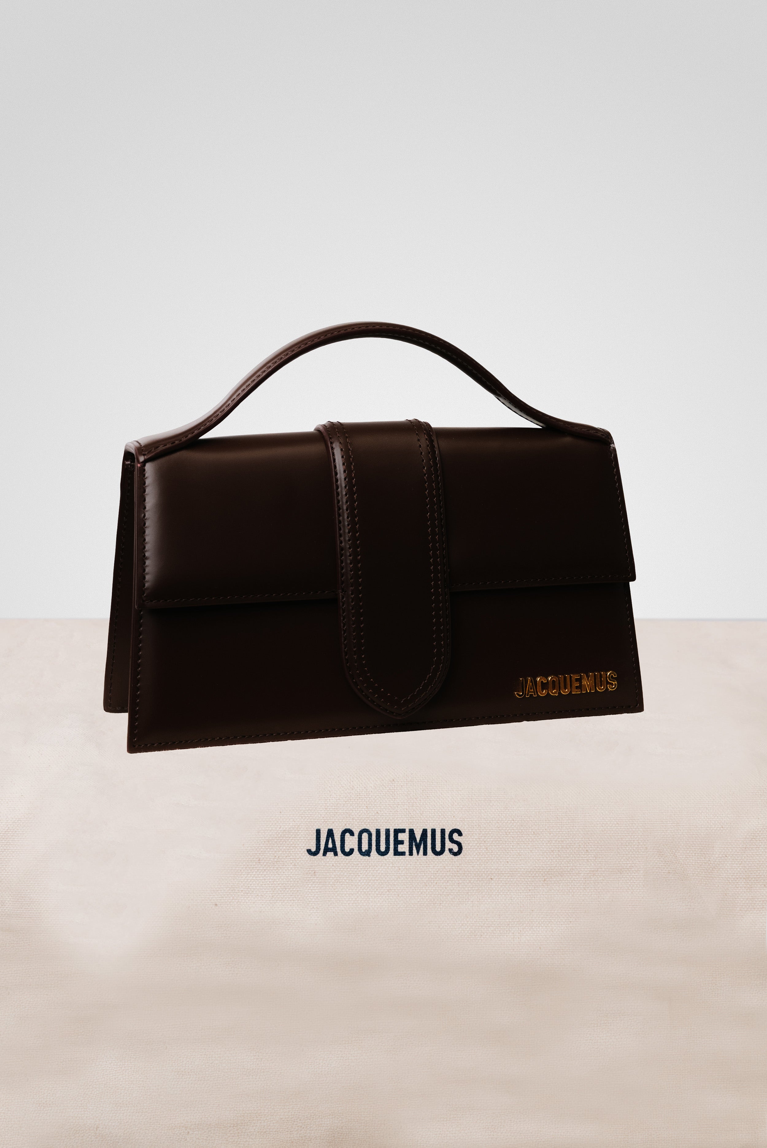 JACQUEMUS LE GRAND BAMBINO CROSSBODY FLAP BAG DARK BROWN