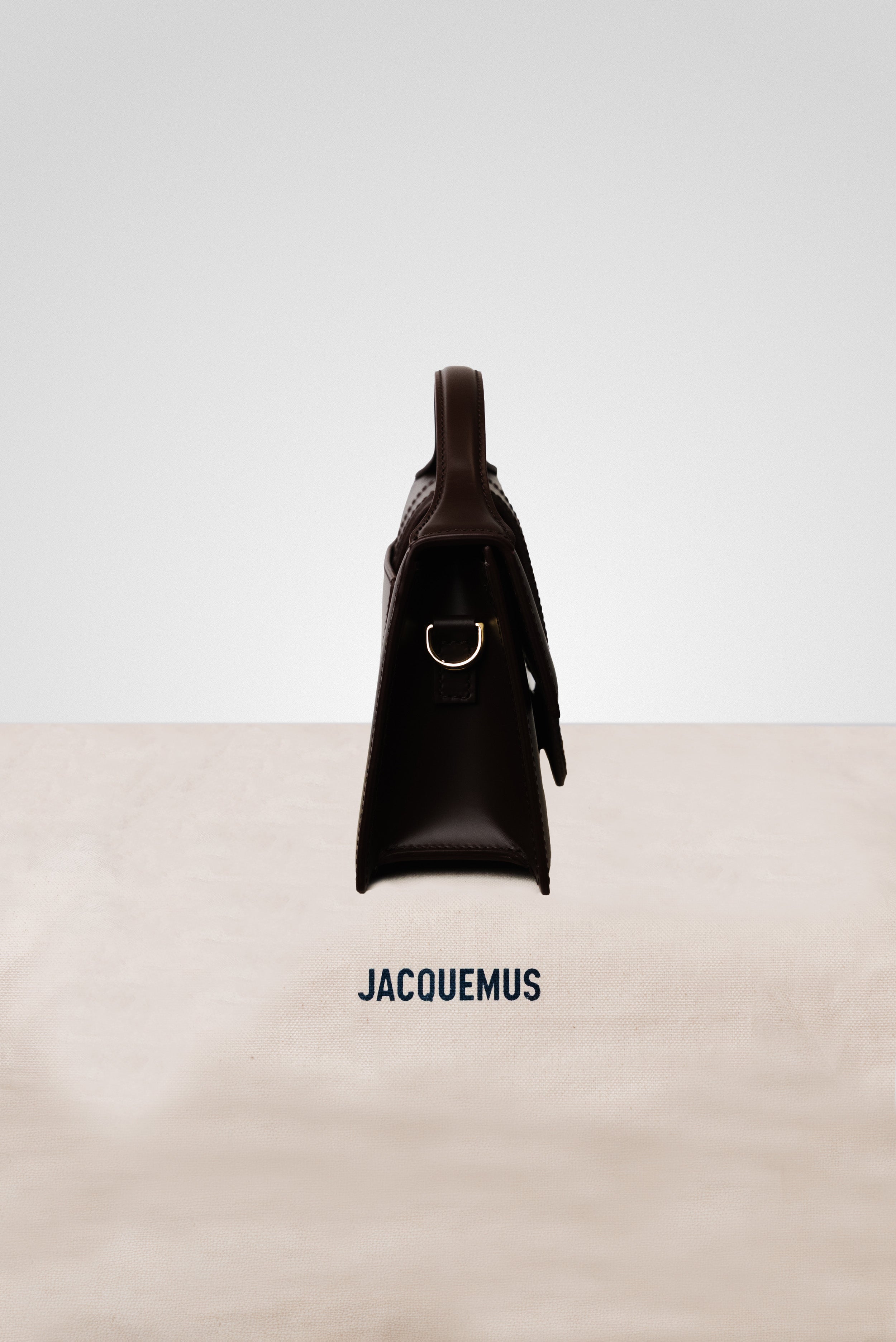 JACQUEMUS LE GRAND BAMBINO CROSSBODY FLAP BAG DARK BROWN