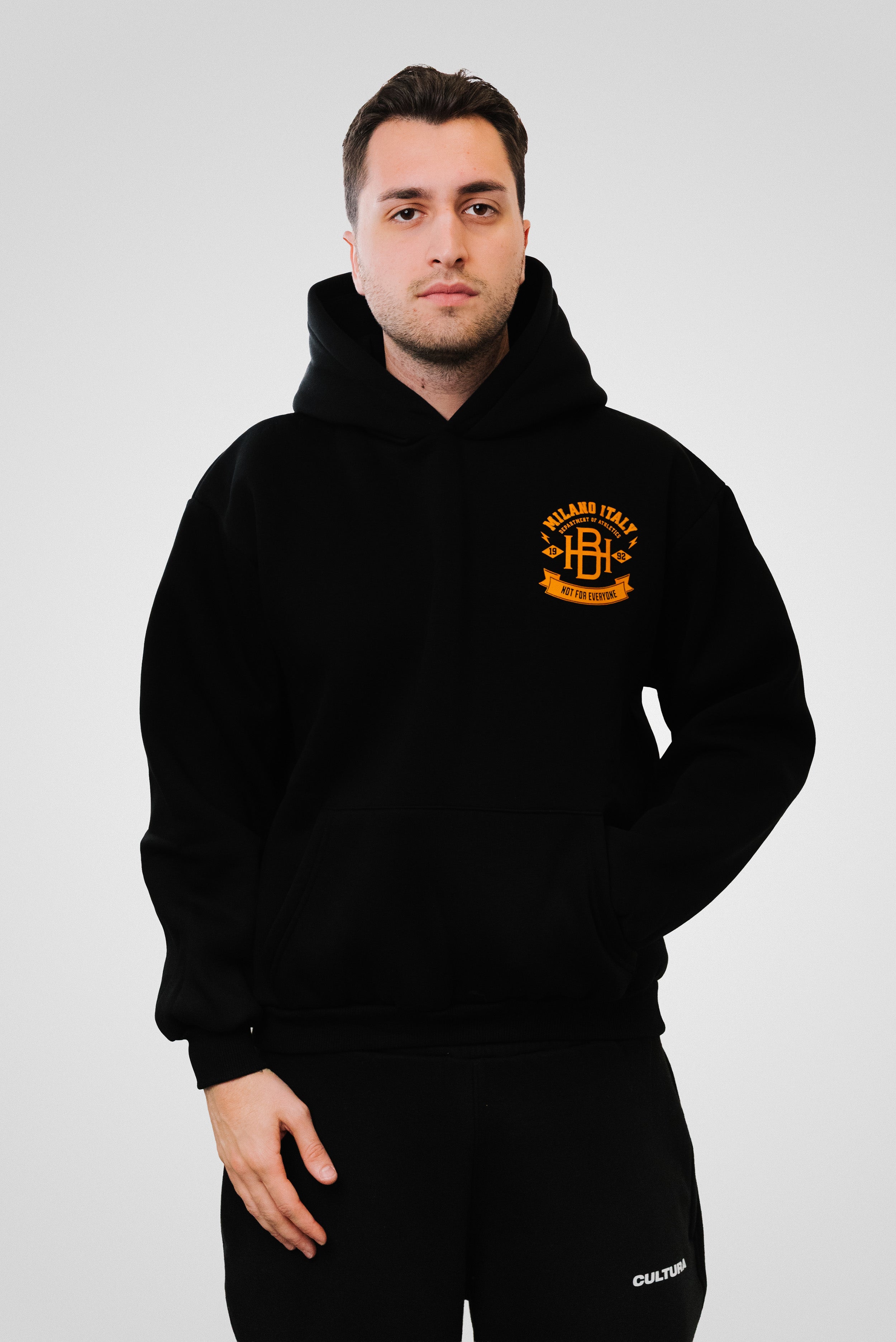 HB NOT FOR EVERYONE HOODIE BLACK/ORANGE - Horda Brand