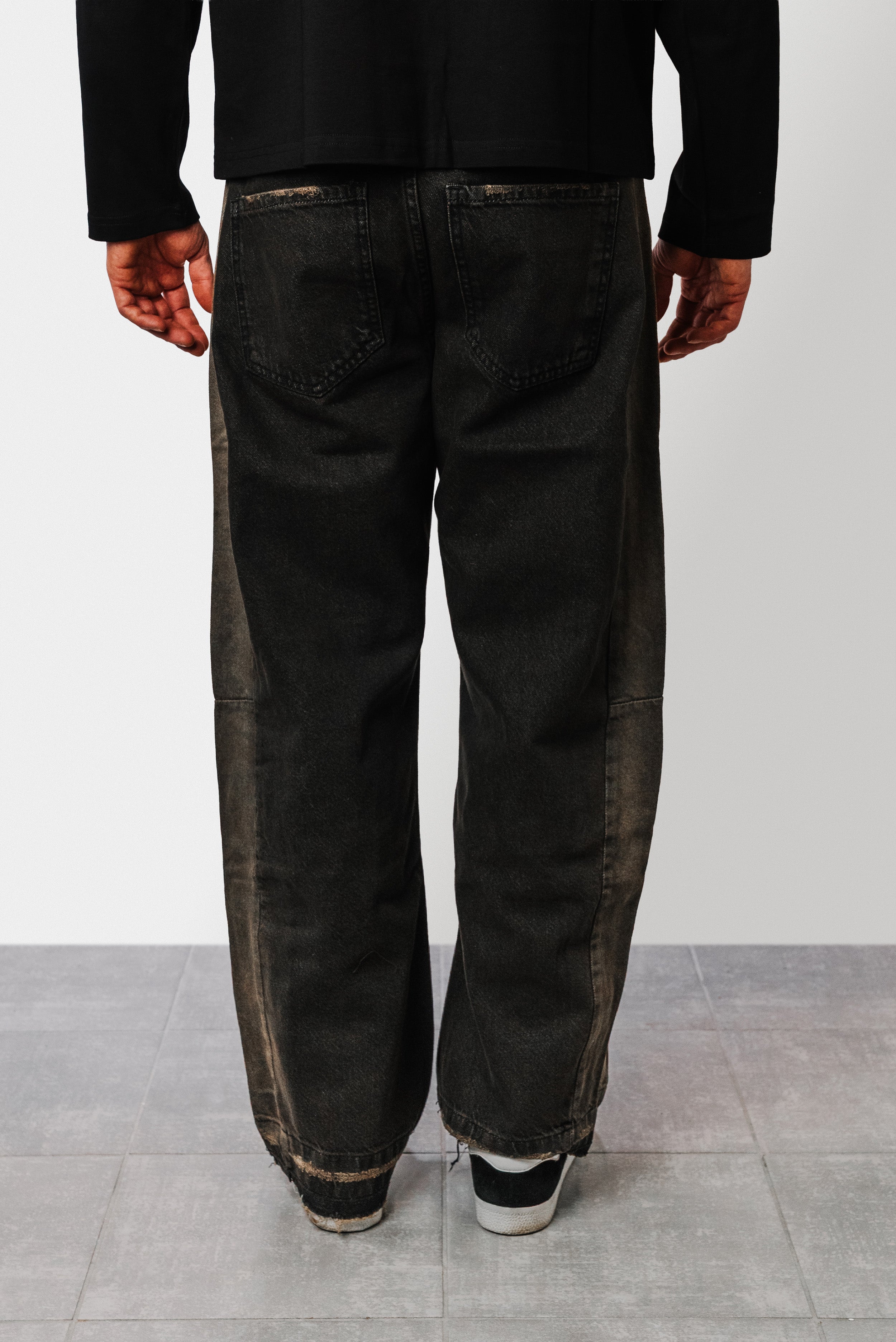 WASHED BLACK BAGGY JEANS - Replacement Brand
