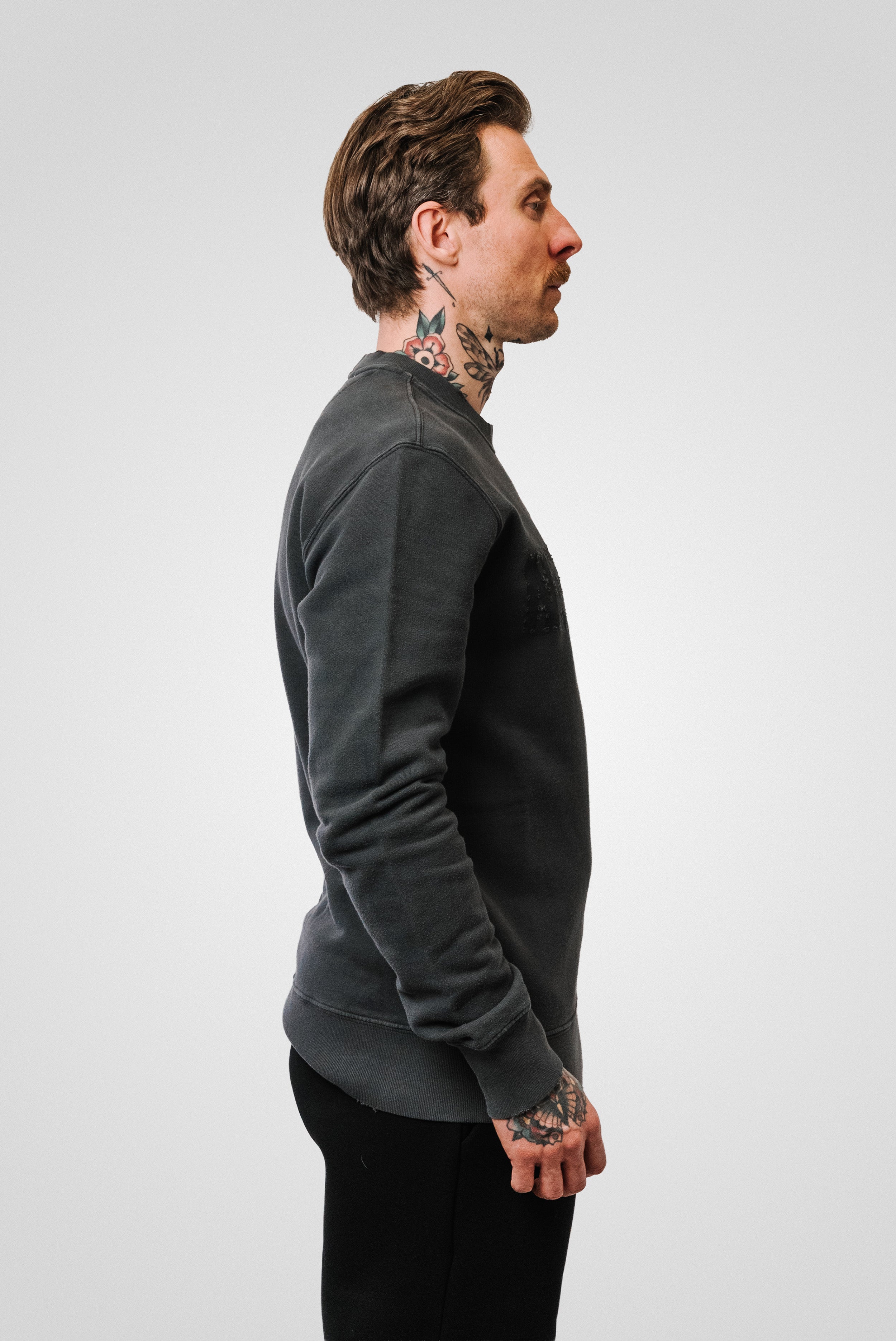 GOLDEN GOOSE CREWNECK ARCHIBALD LOGO GREY