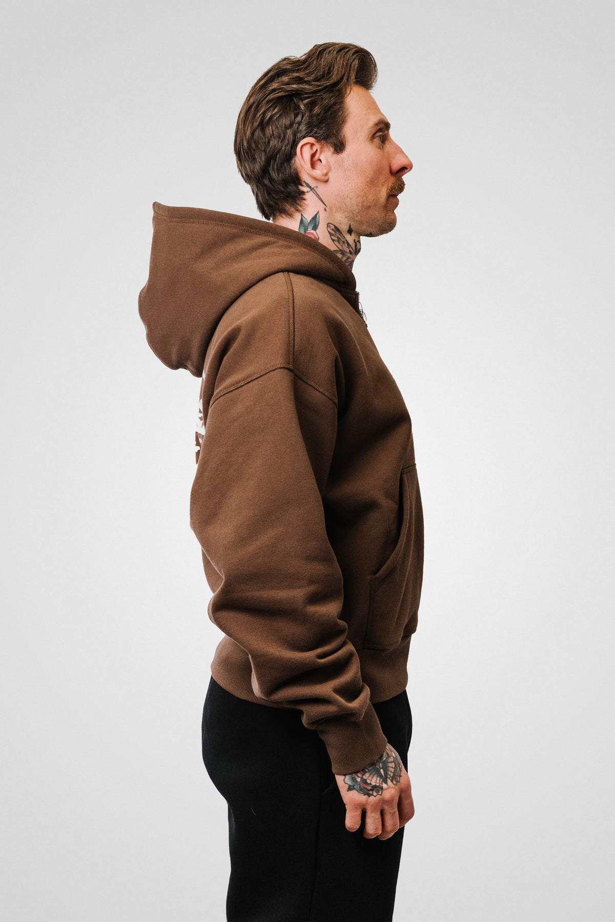 CORTEIZ ISLAND PUFF PRINT ZIP HOODIE BROWN