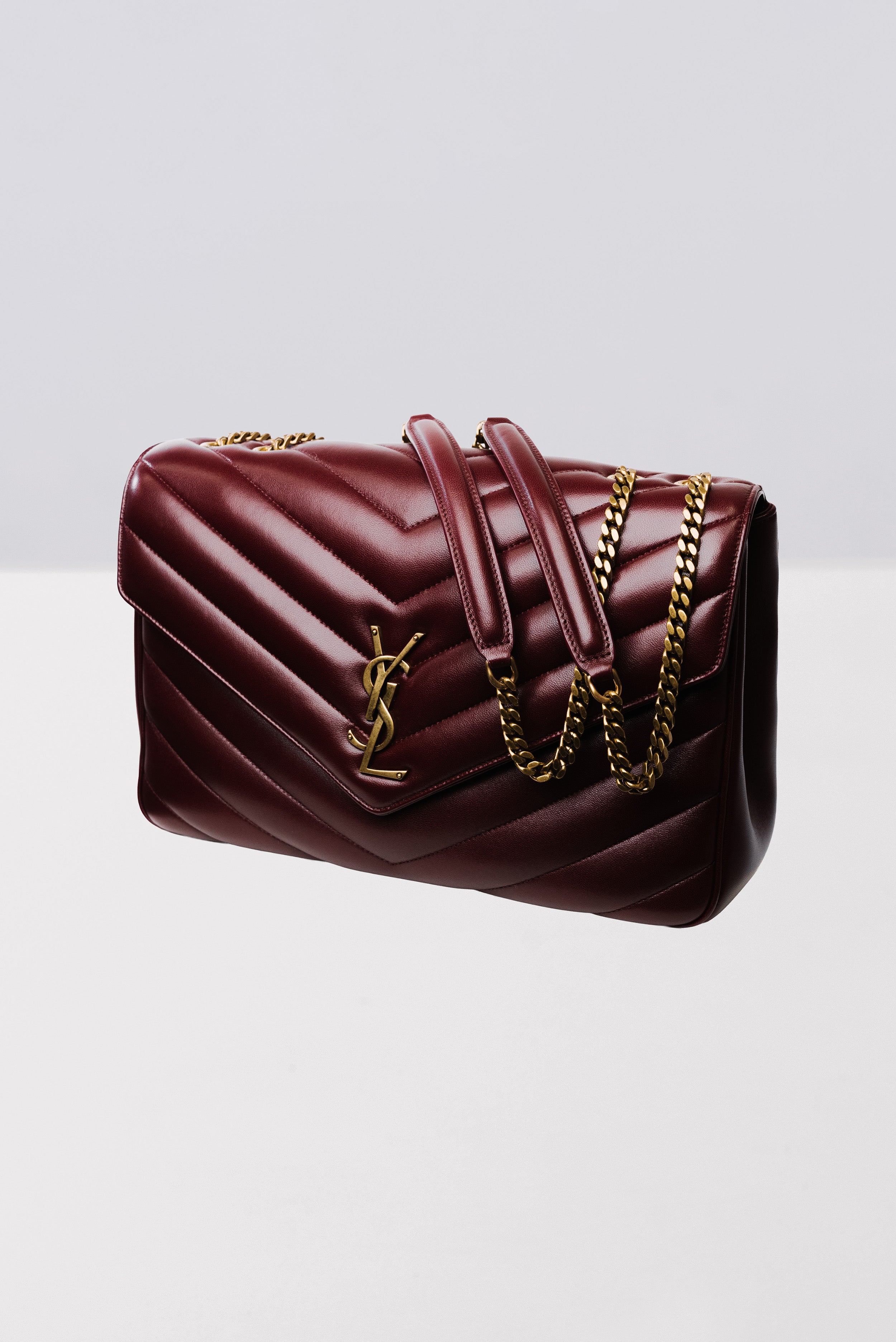 BORSA LOULOU BIG IN PELLE DI VITELLO TRAPUNTATA BORDEAUX - Yves Saint Laurent
