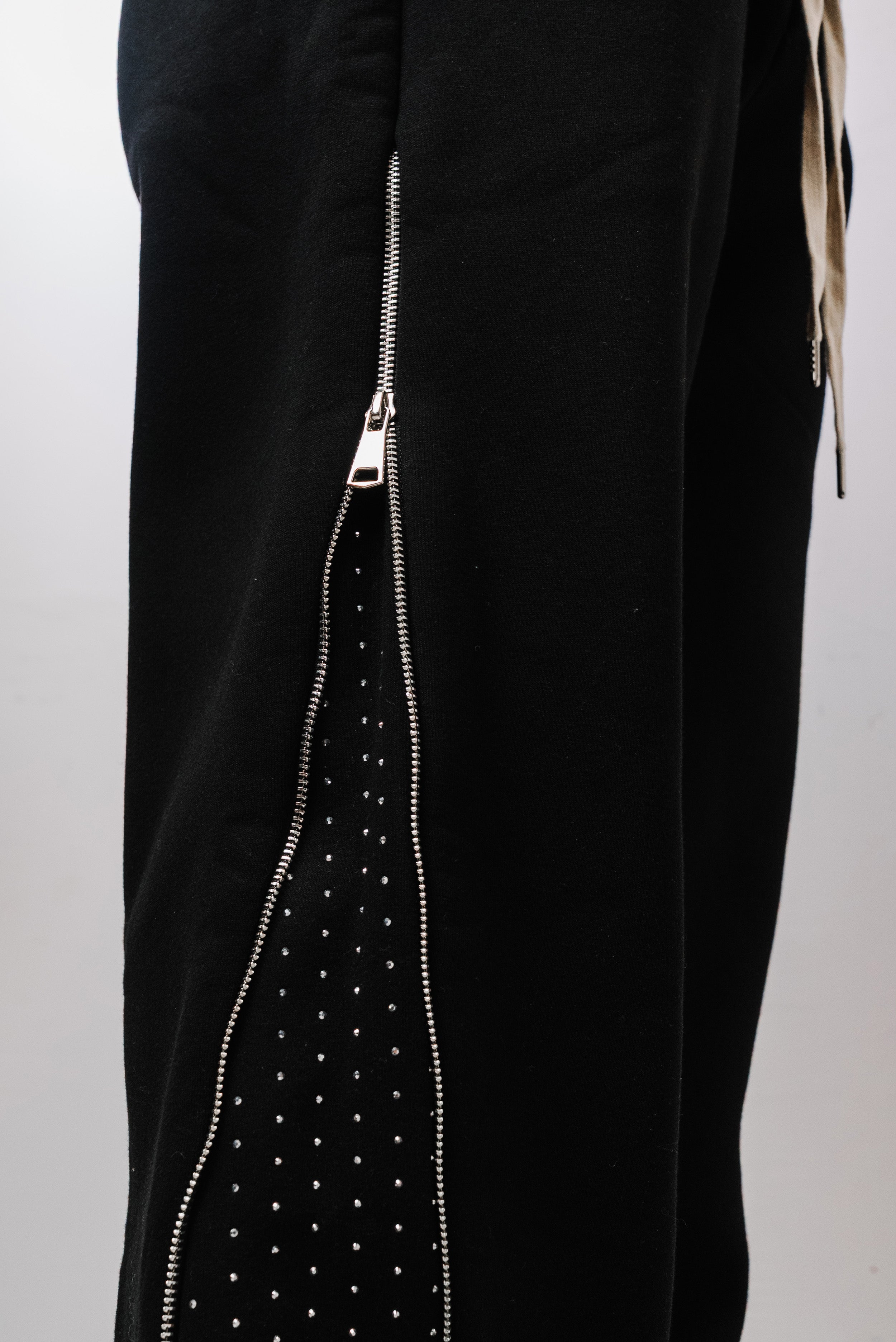ZIP SPARCKLY TRACK PANTS BLACK - Shoebuya Design
