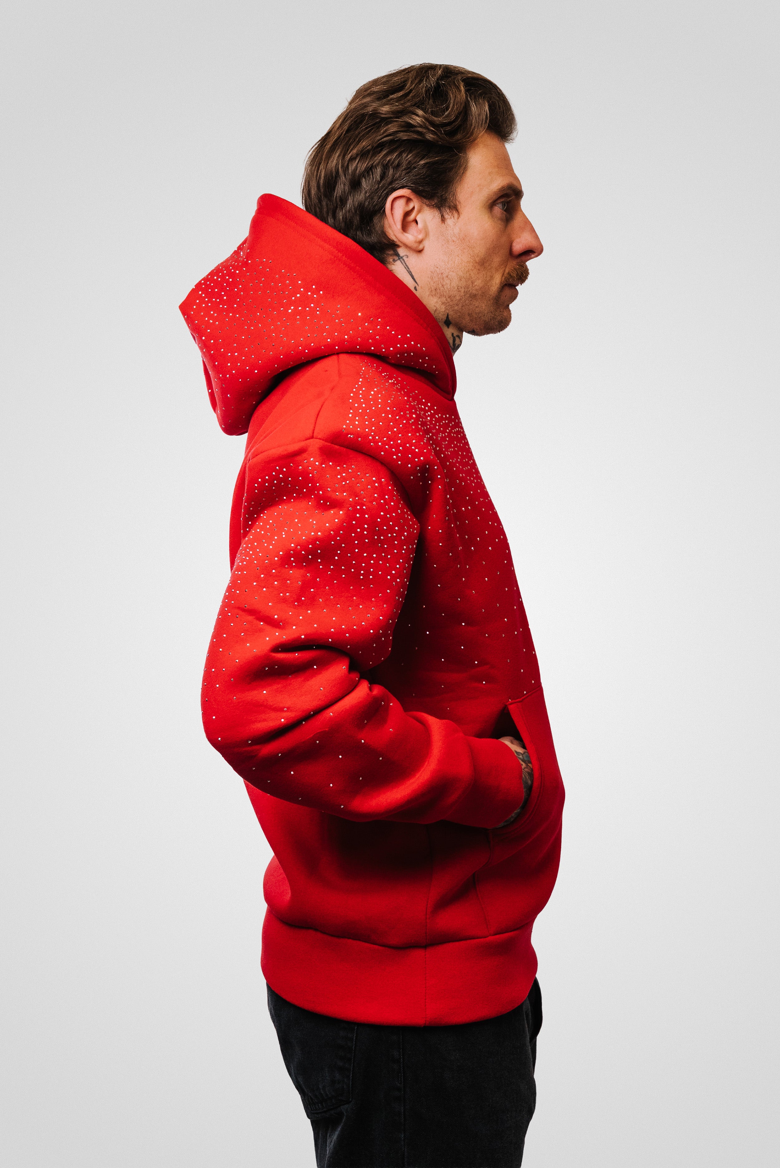 SPARCKLY BOXY HOODIE RED - Shoebuya Design