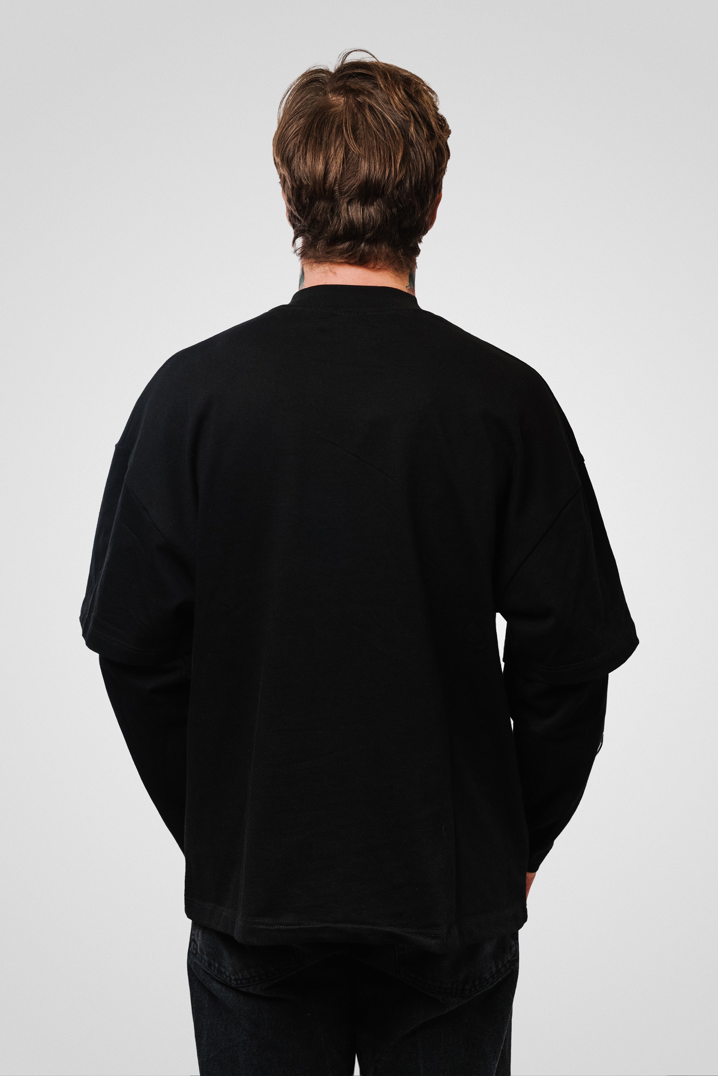 HEART DOUBLE LONGSLEEVE TEE BLACK - Shoebuya Design