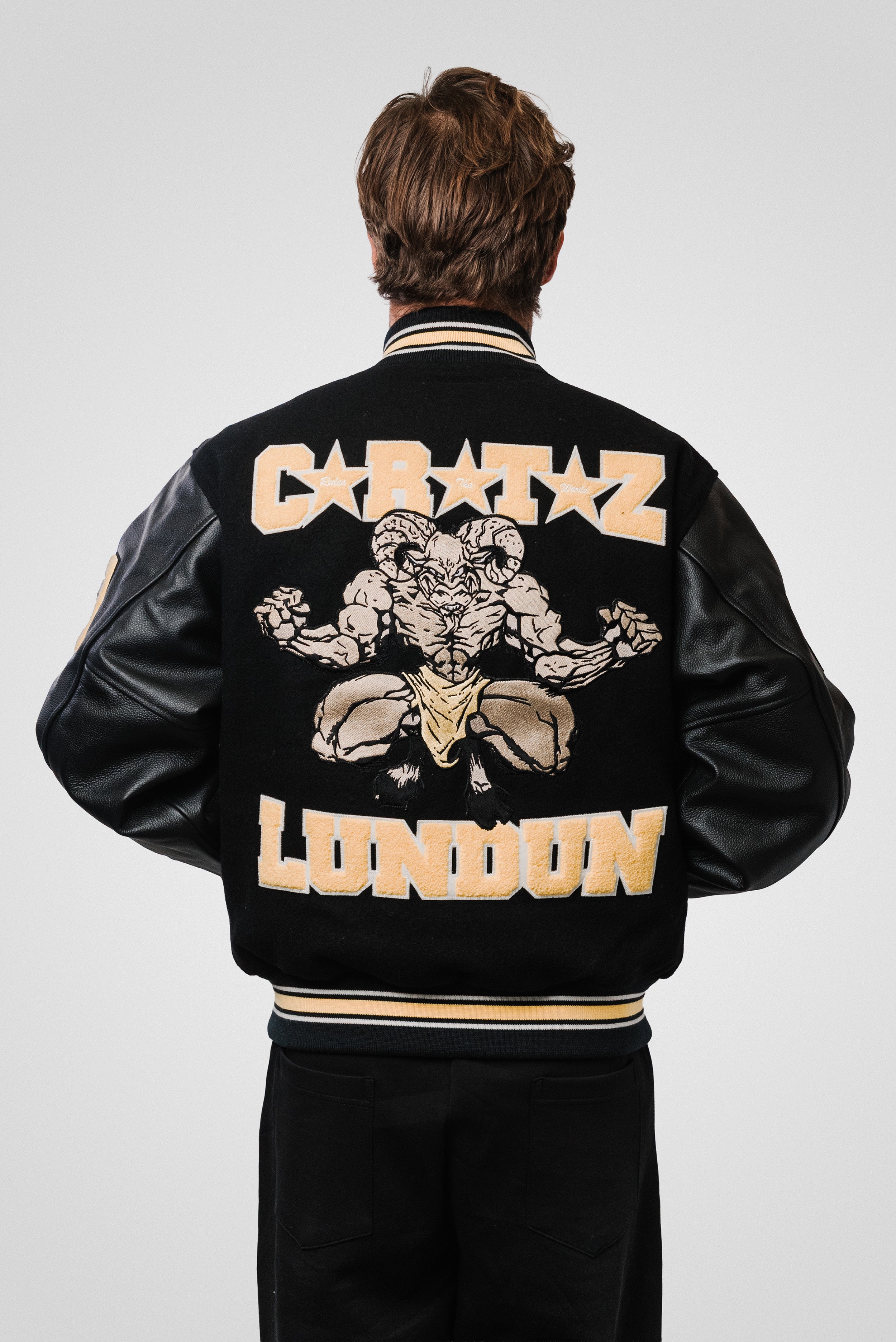 CORTEIZ GOAT VARSITY JACKET BLACK