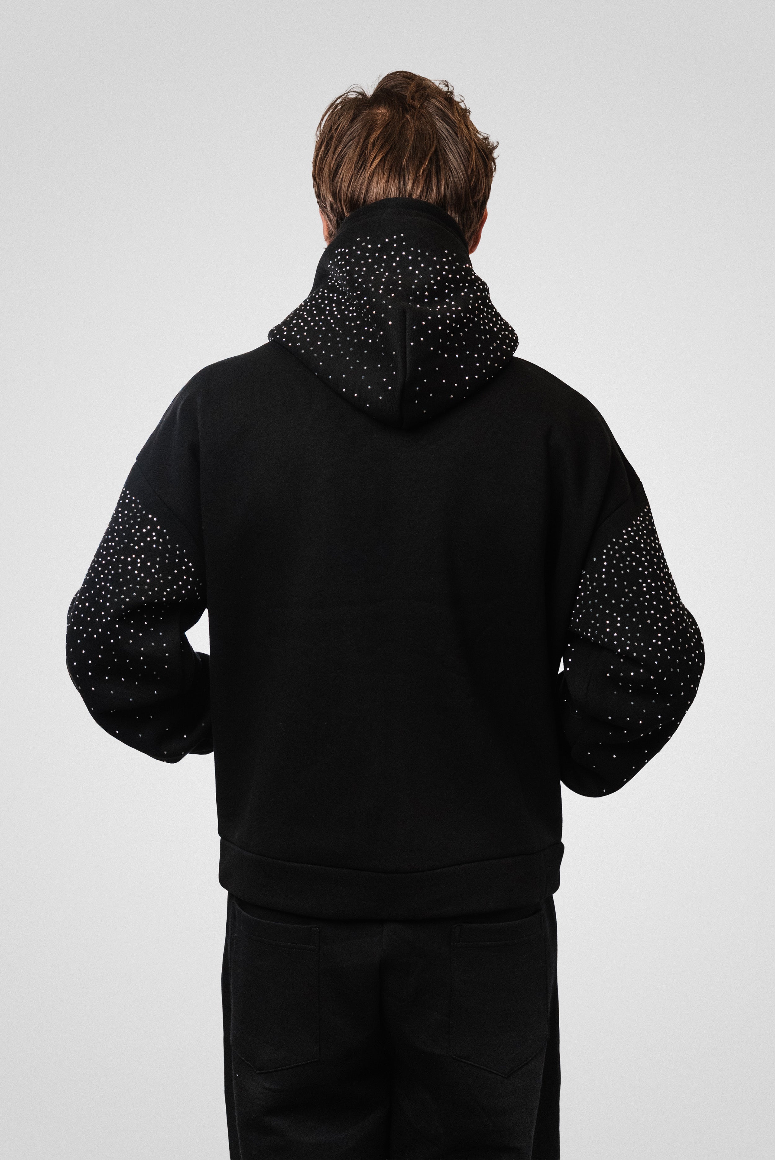 ZIP GLITTER BLACK HOODIE- Replacement Brand
