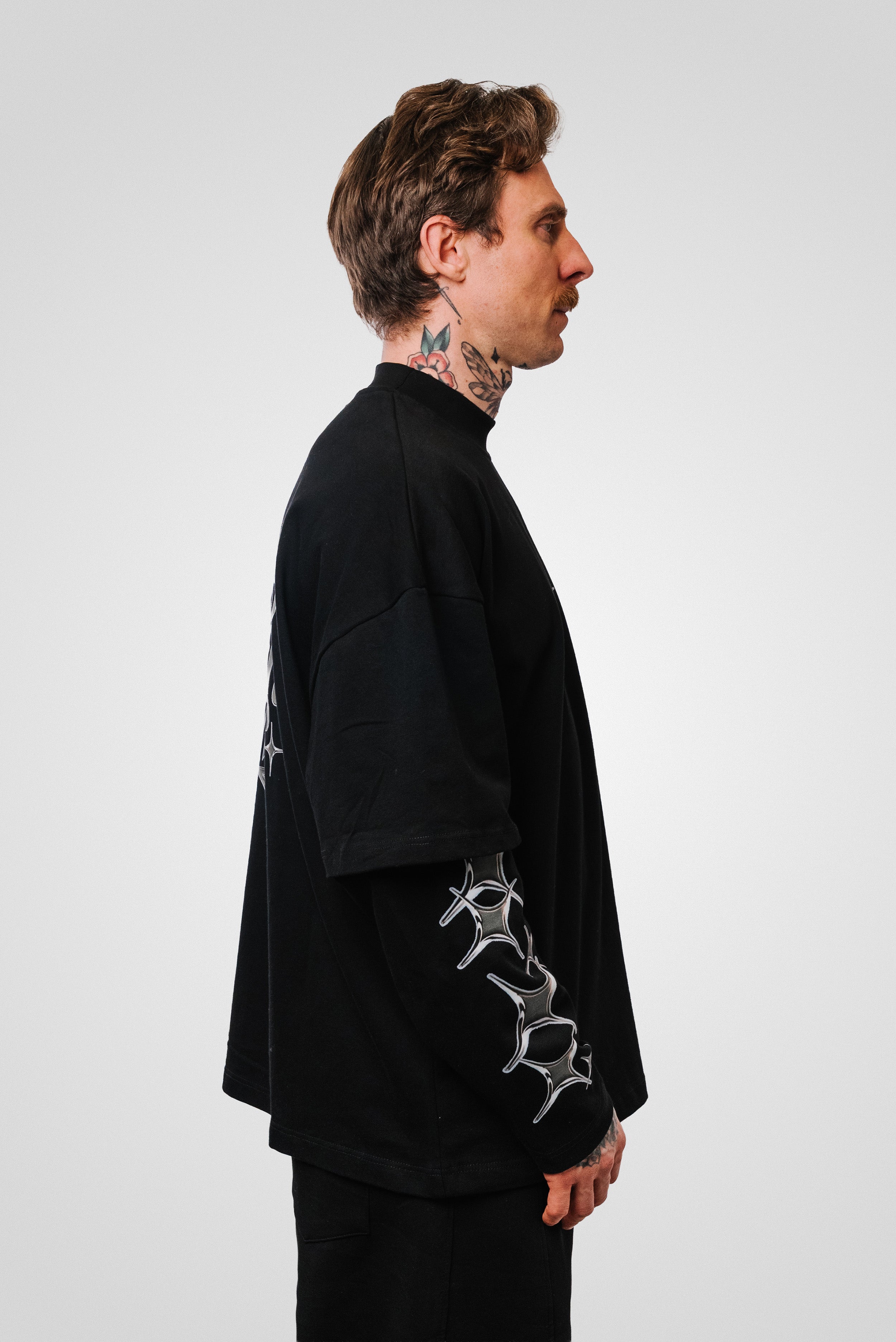 STAR DOUBLE LONGSLEEVE TEE BLACK - Shoebuya Design