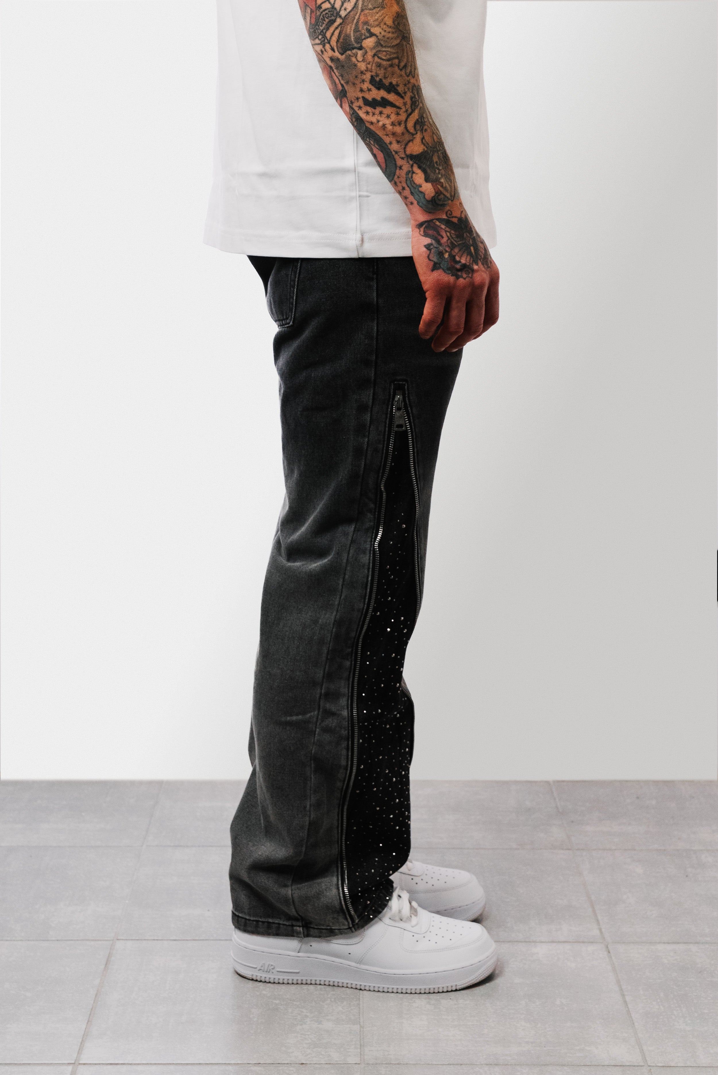 BLACK ZIP SPARCKLY JEANS - Replacement Brand