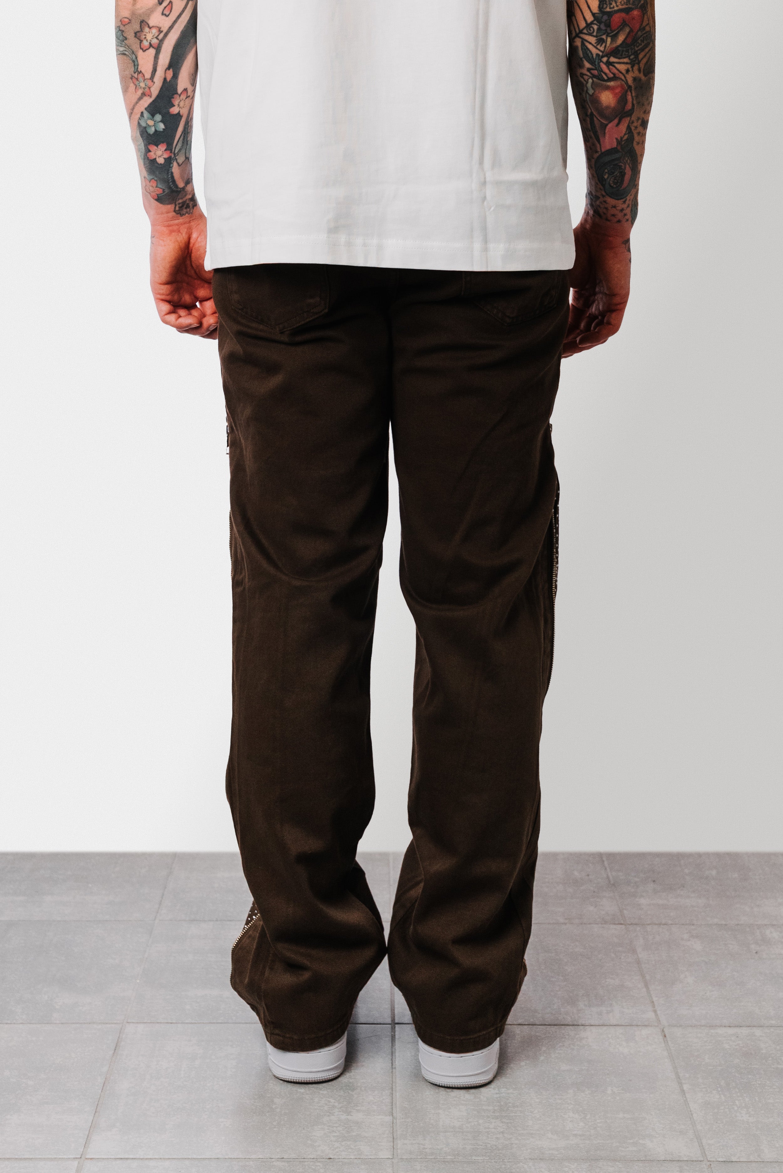 DENIM ZIP SPARCKLY JEANS BROWN - Replacement Brand