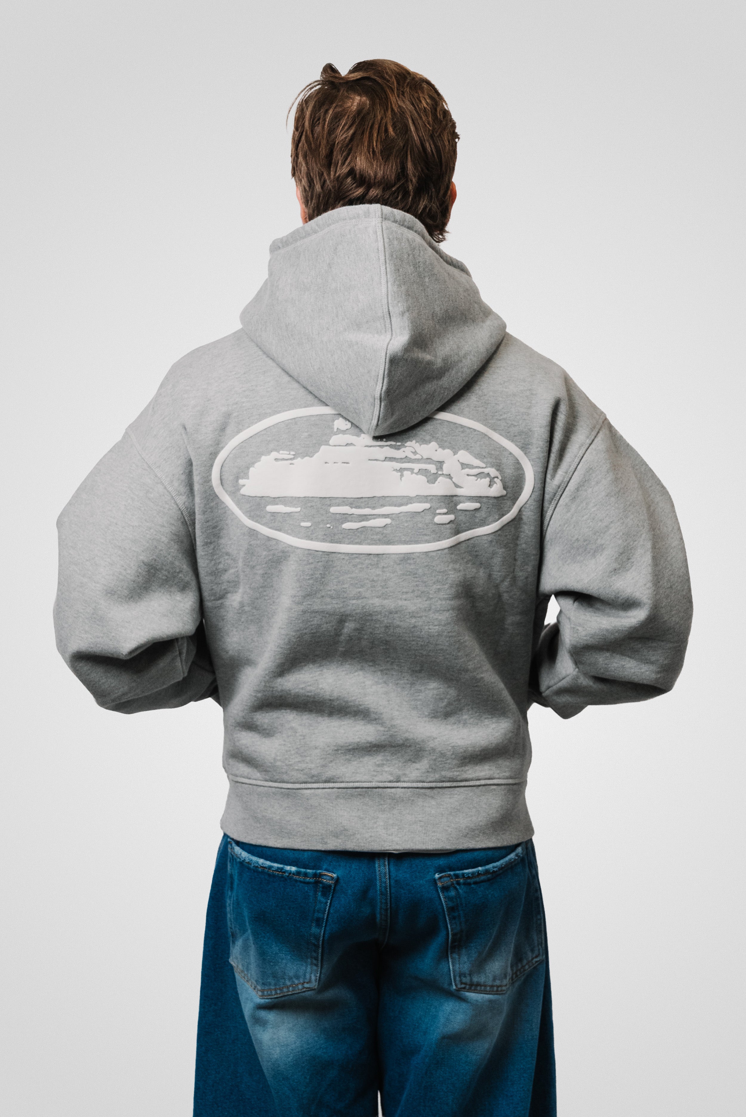 CORTEIZ ISLAND PUFF PINT ZIP HOODIE GREY