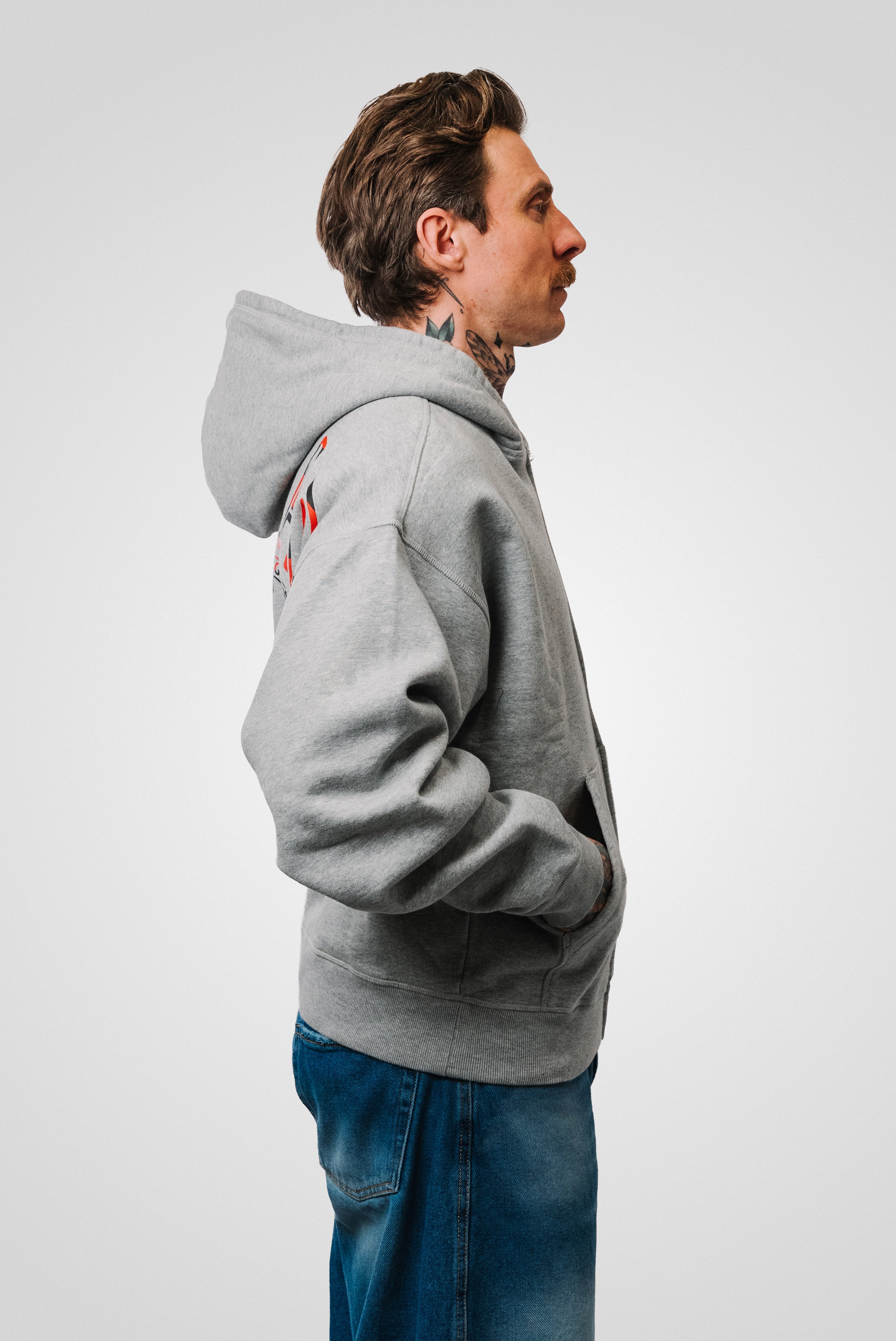 CORTEIZ ZIP HOODIE HEATHER GREY