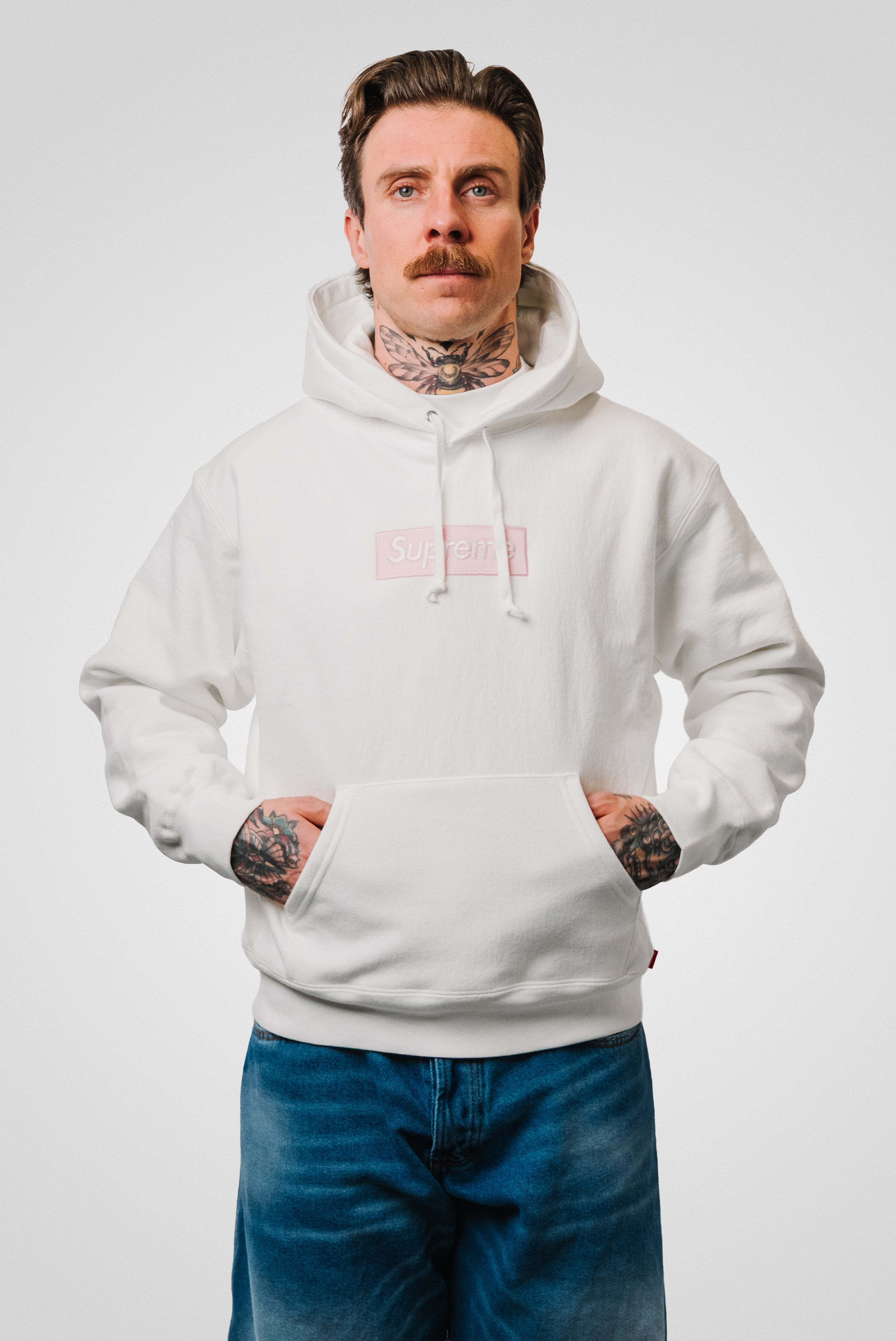 SUPREME BOX LOGO HOODIE FW25 WHITE PINK