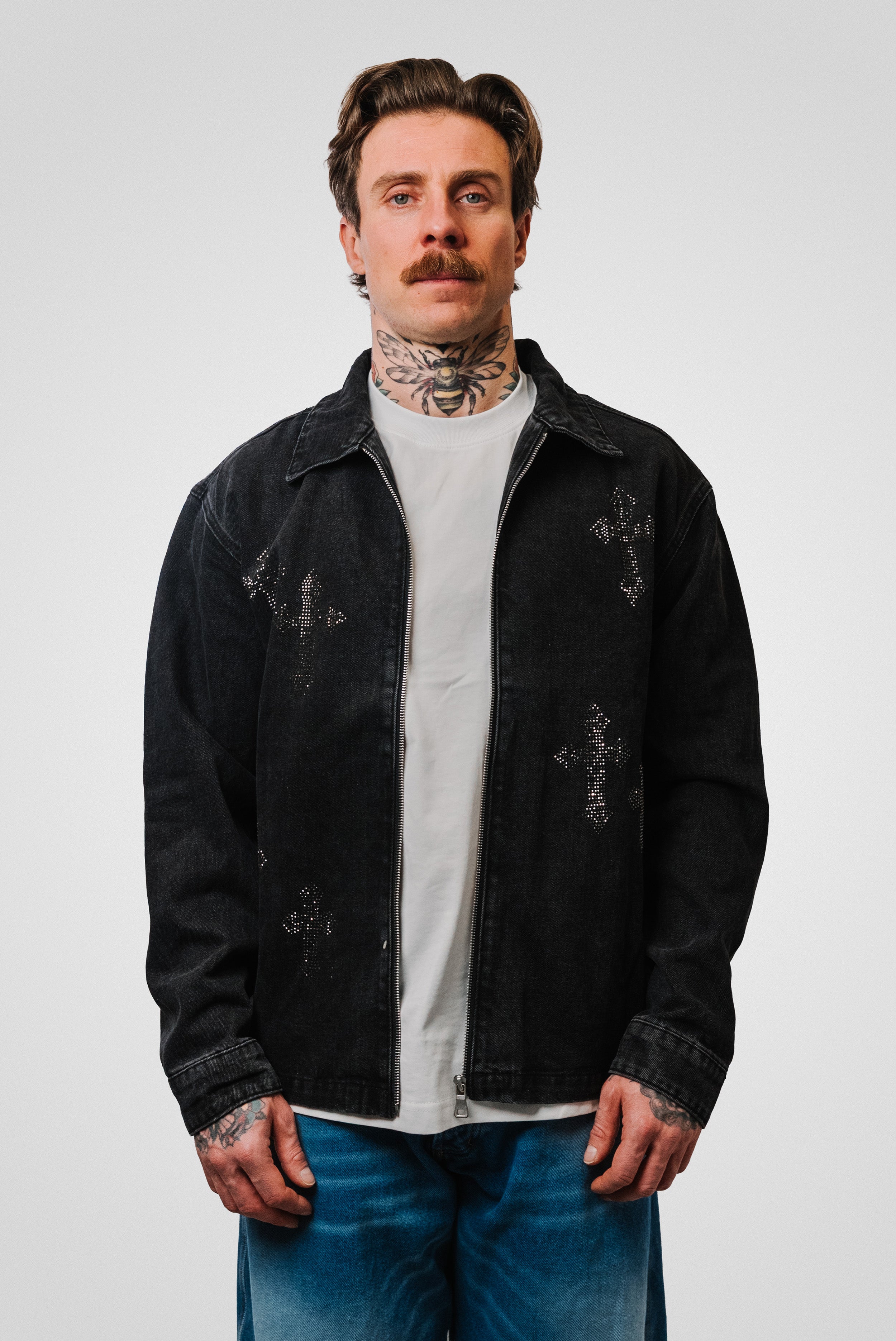 CROSS SPARCKLY BLACK DENIM JACKET - Replacement Brand