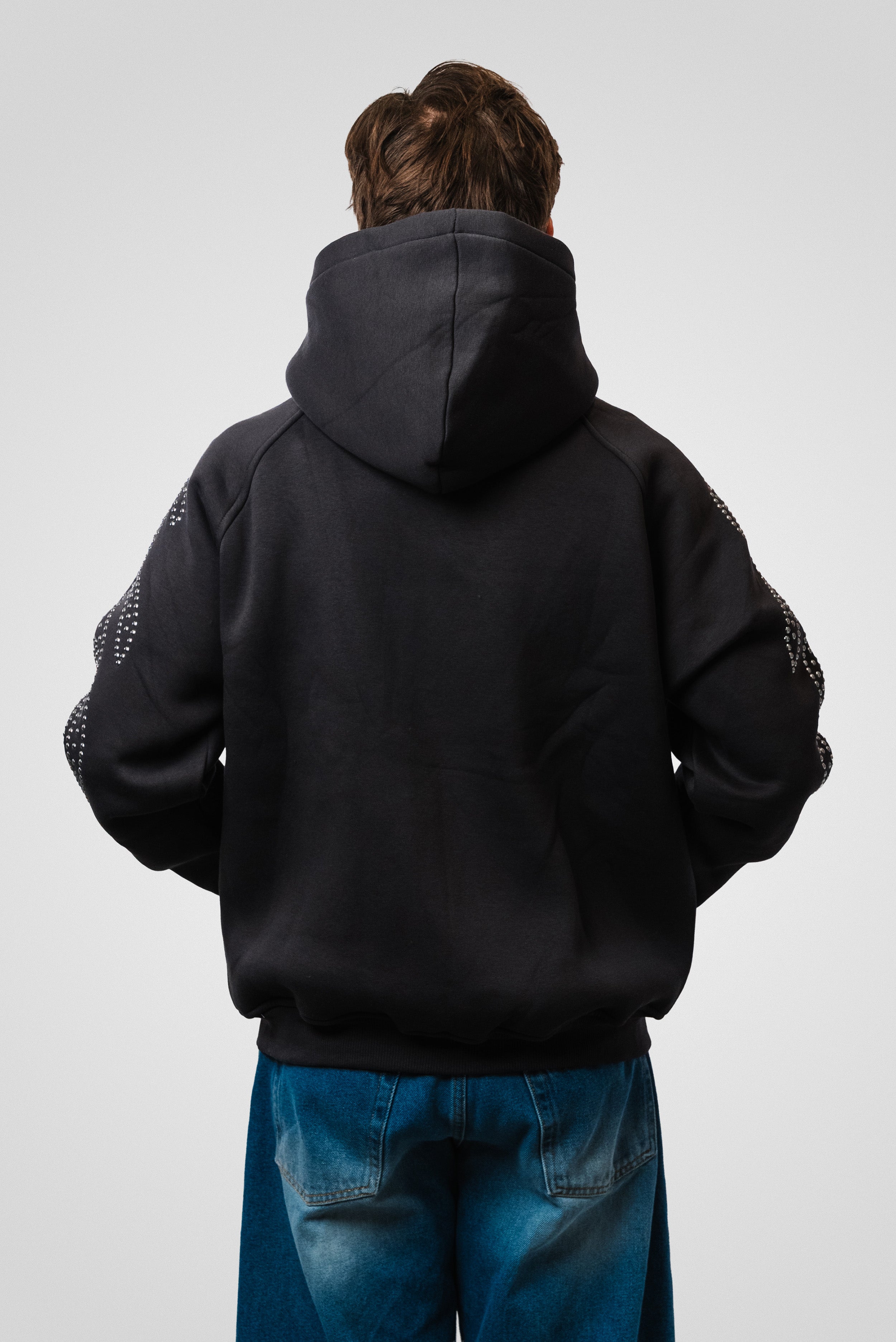 ZIP DOTS DARK GREY HOODIE- Replacement Brand
