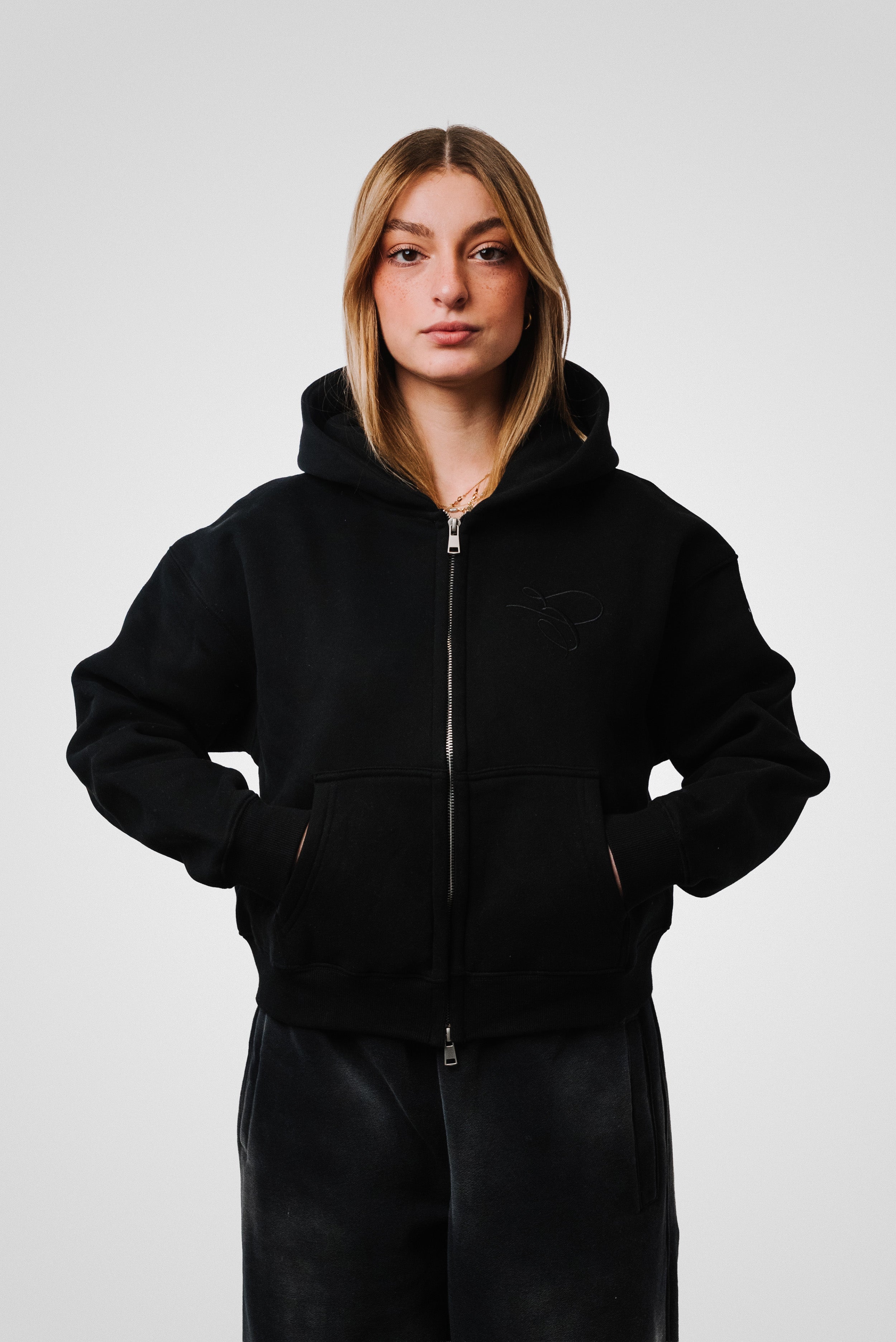 ZIP HOODIE BLACK - TheDoubleE