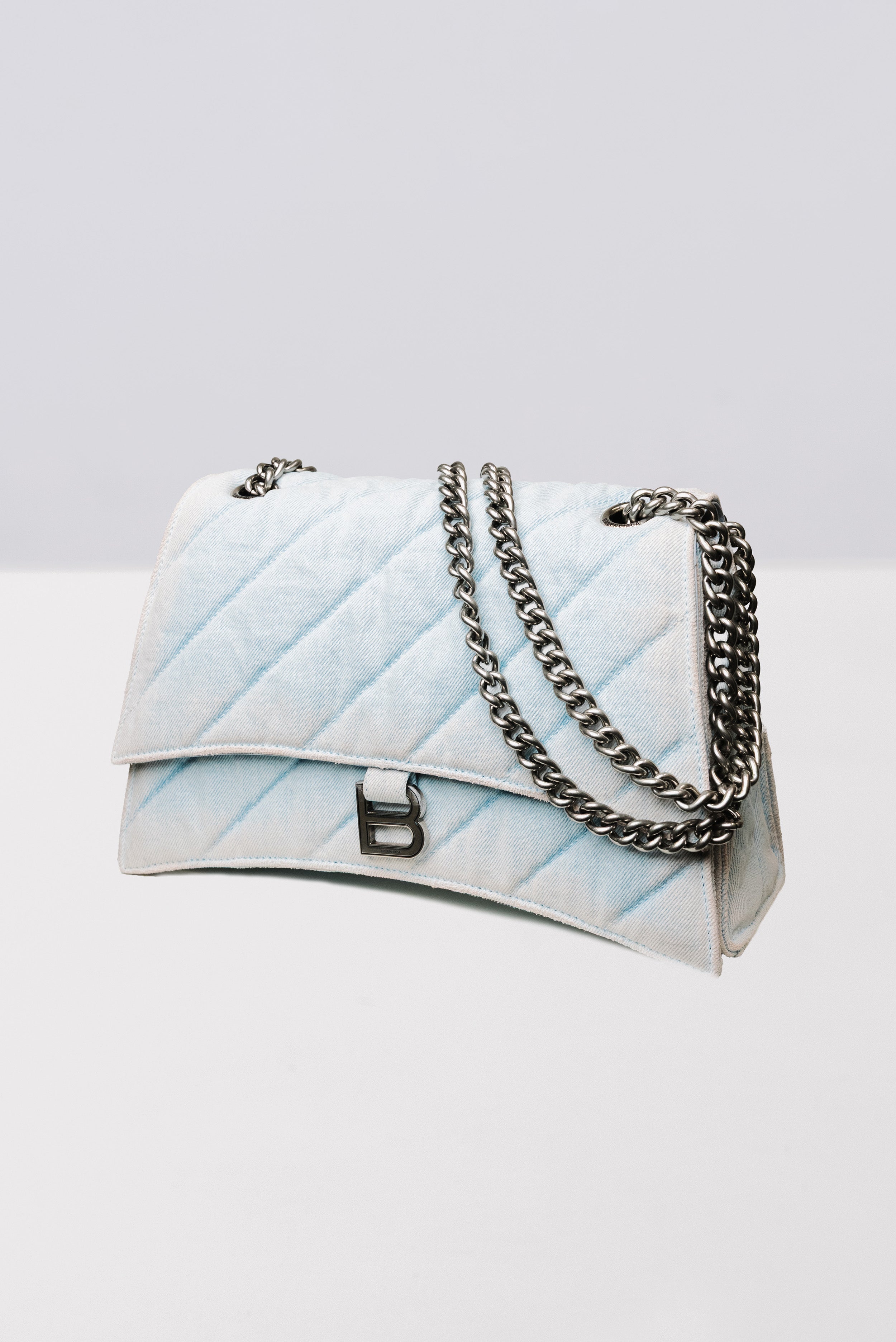 BALENCIAGA BORSA HOURGLASS BIG TOP HAND DENIM