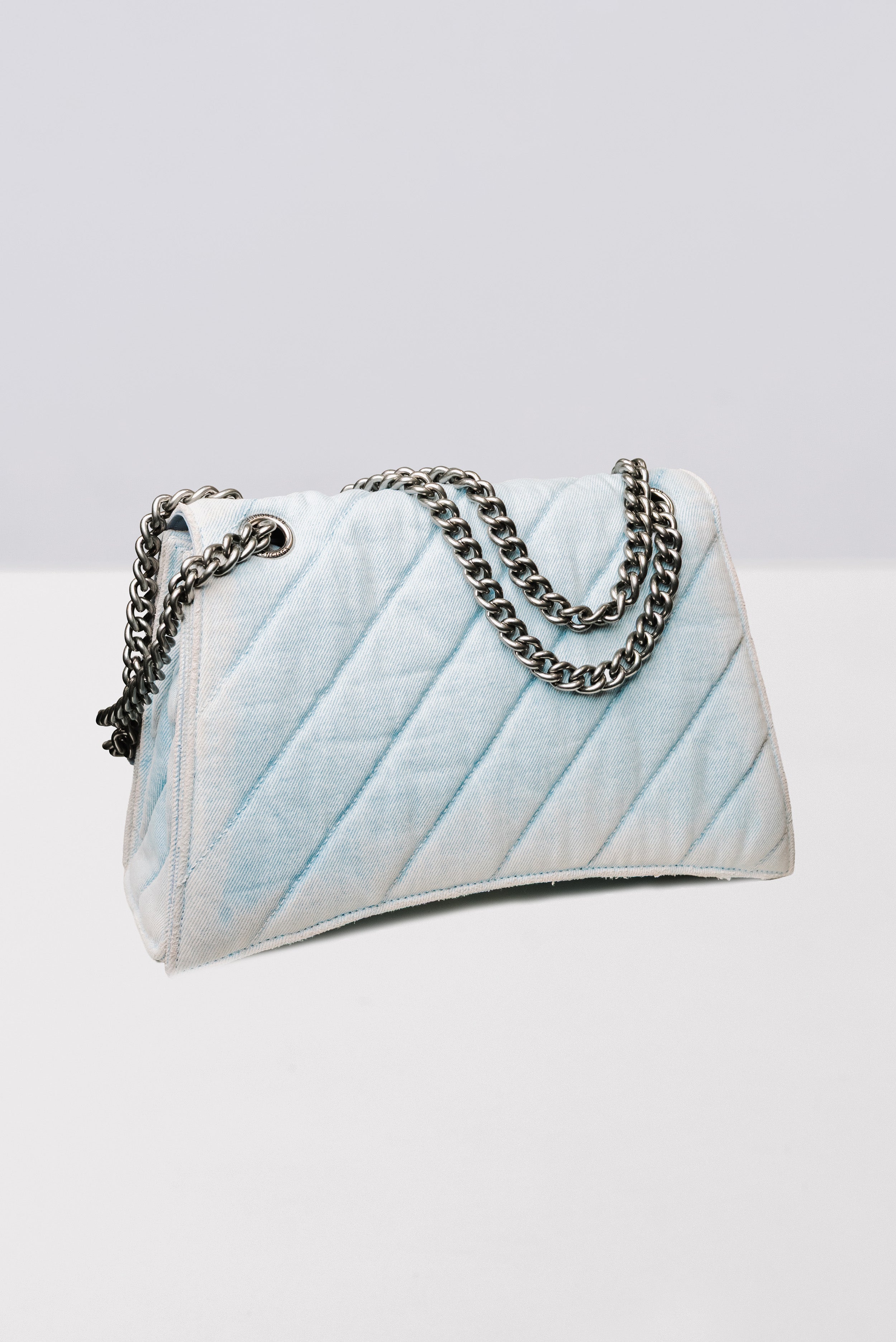 BALENCIAGA BORSA HOURGLASS BIG TOP HAND DENIM