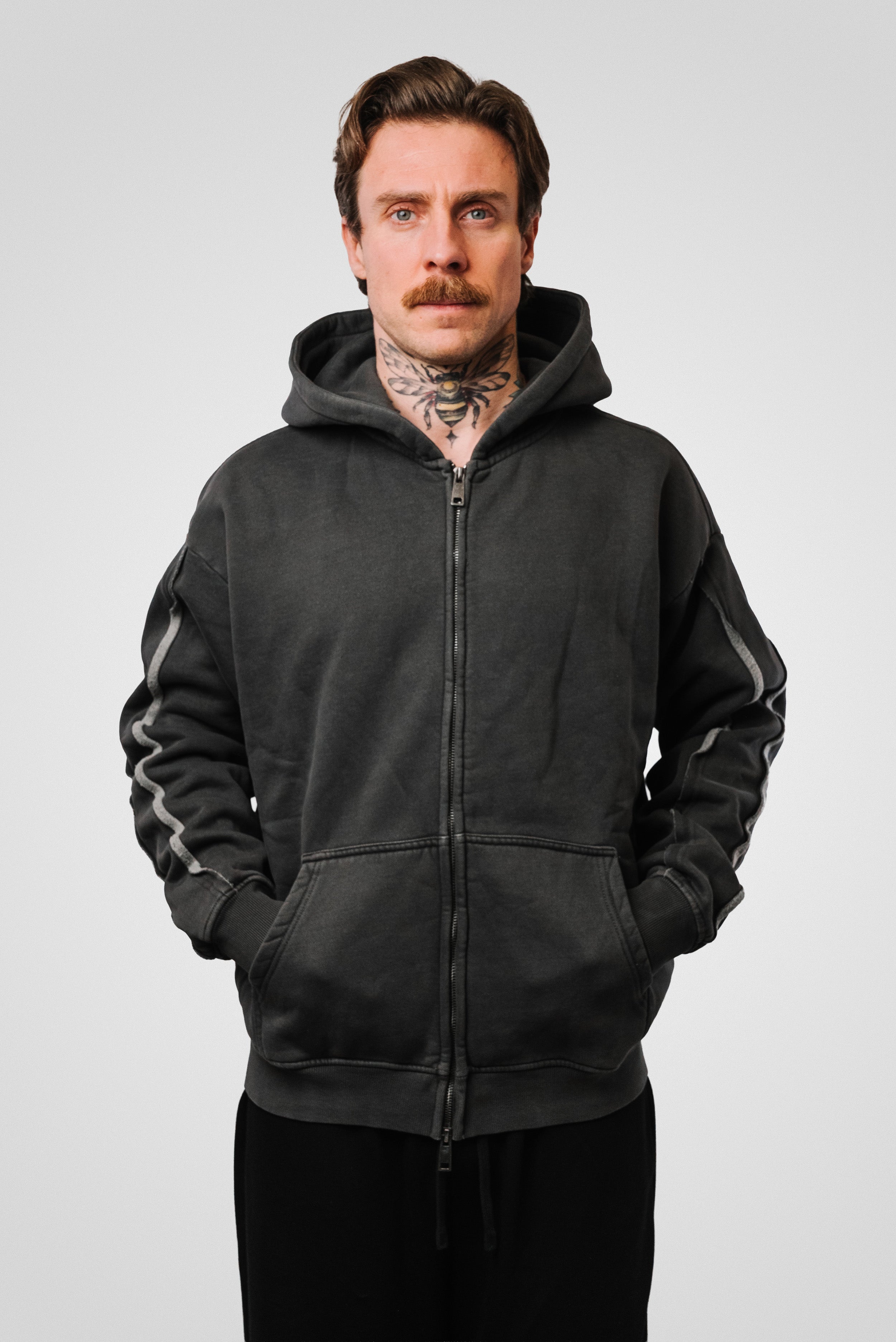 ZIP HOODIE DARK GREY - Shoebuya Design