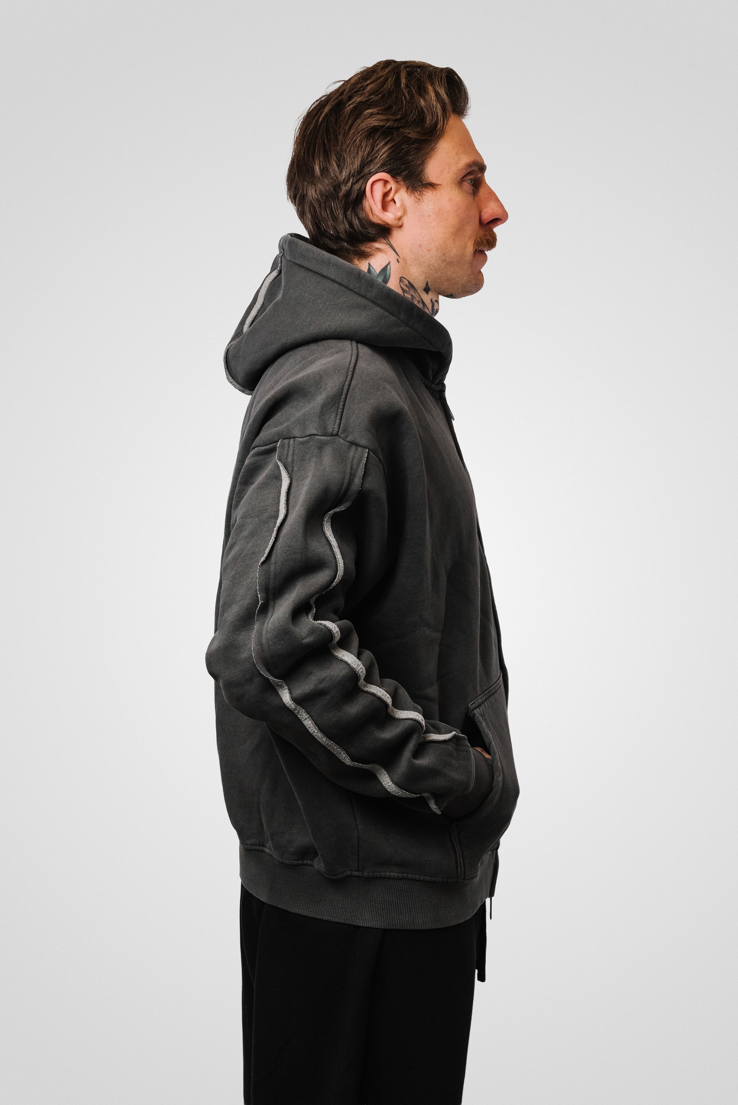 ZIP HOODIE DARK GREY - Shoebuya Design