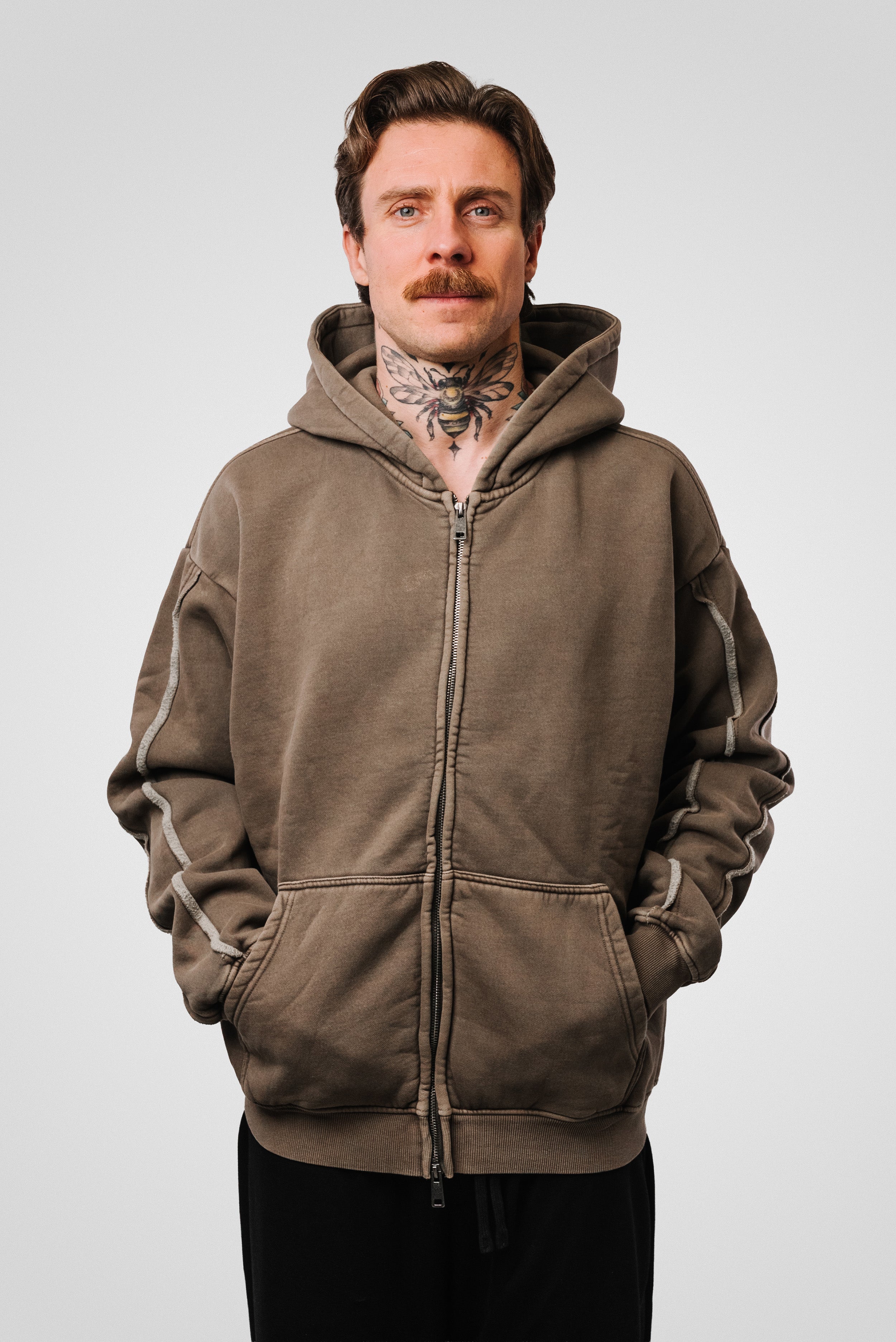 ZIP HOODIE BROWN - Shoebuya Design