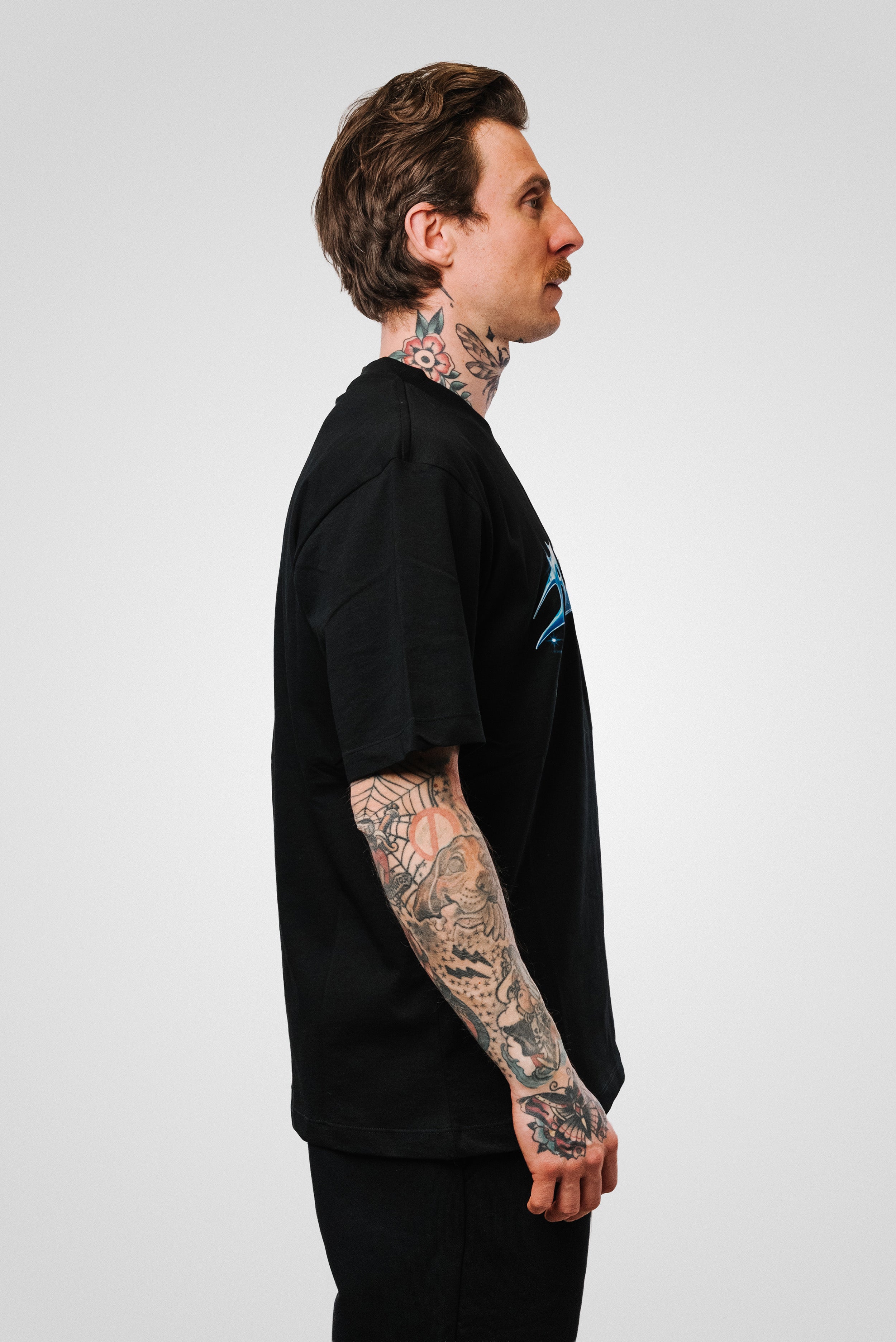 BLUE LOGO JERSEY TEE BLACK UNISEX - Barrow