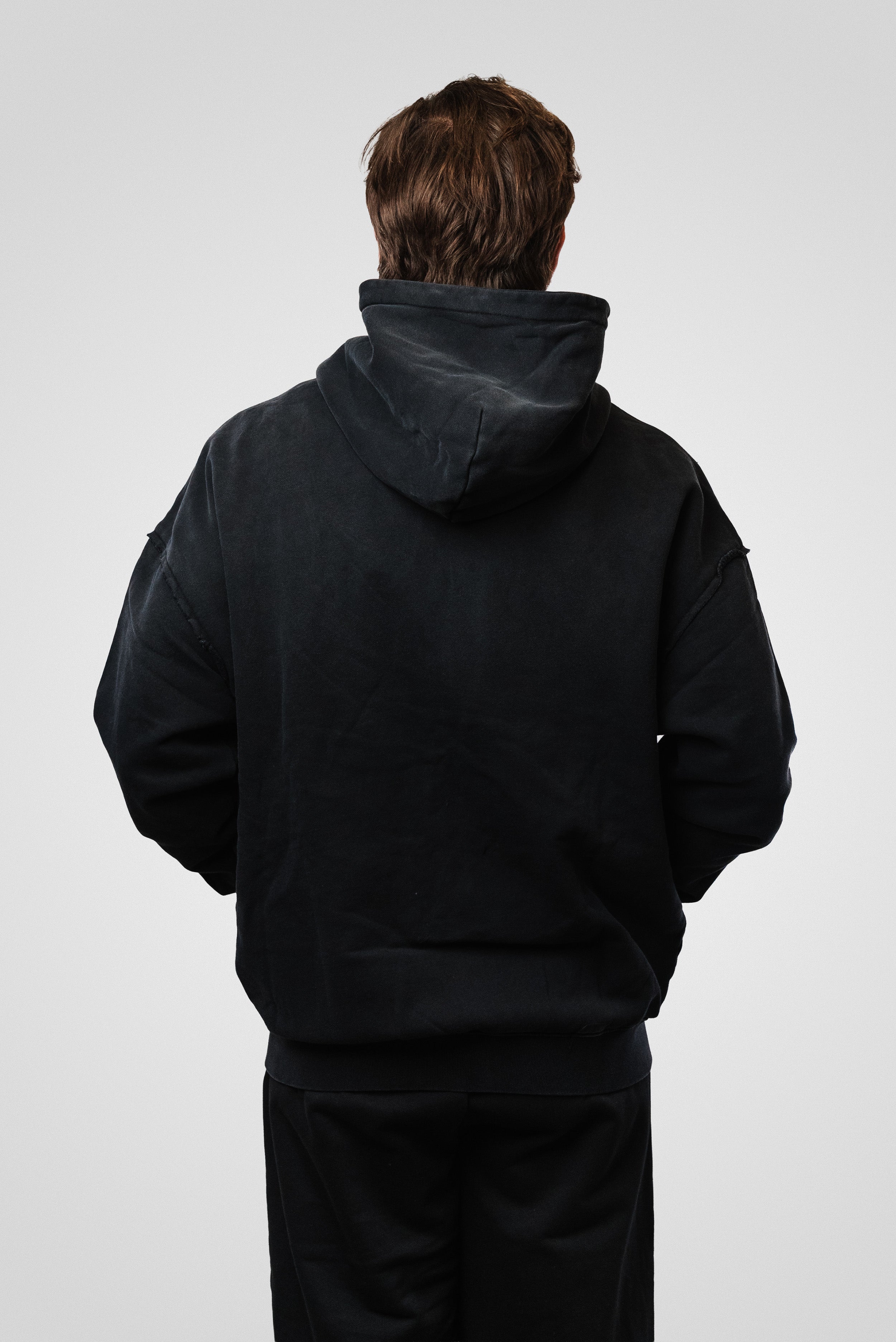 ZIP HOODIE RUINED BLACK - Shoebuya Design