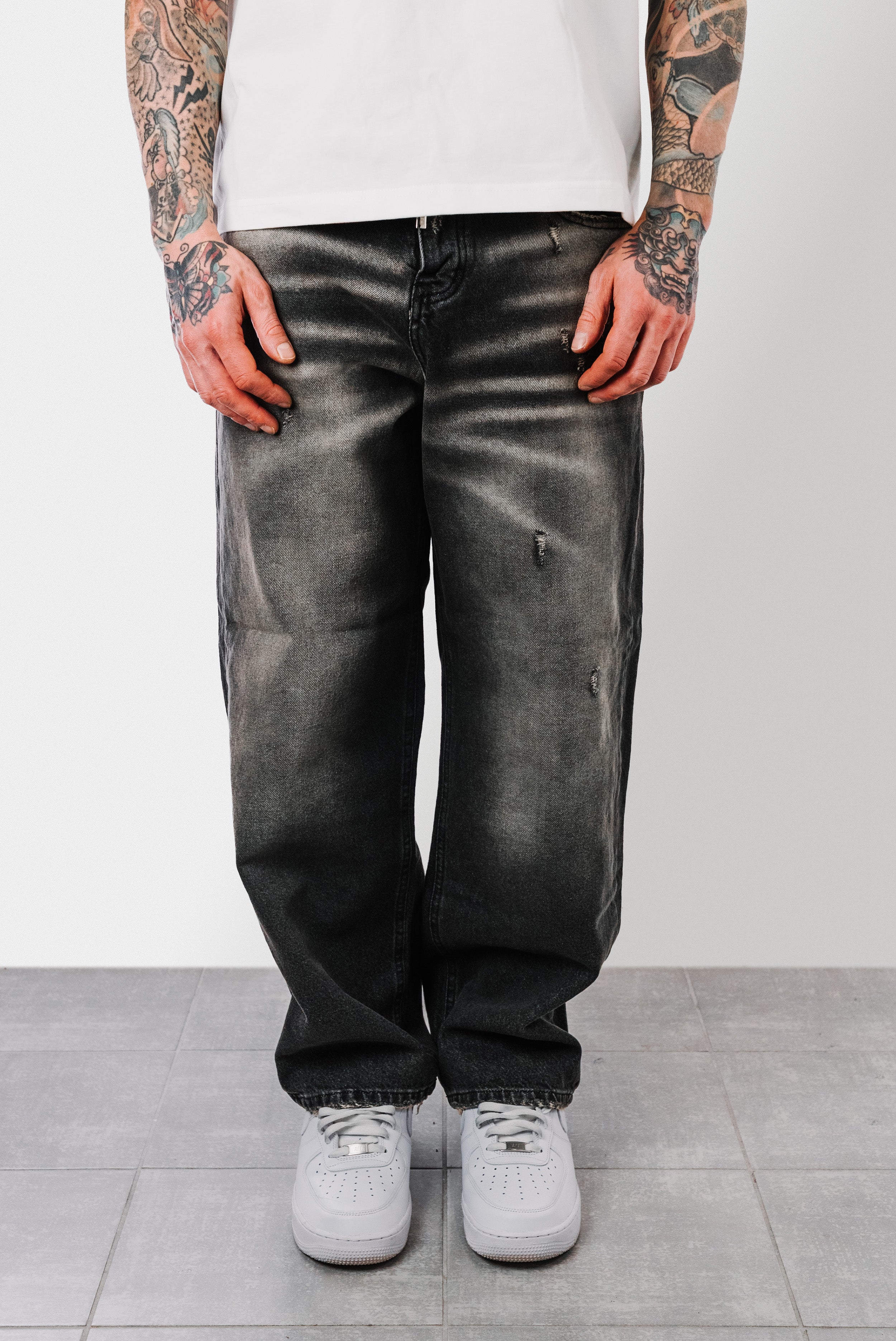 SUPER BAGGY USED STYLE SAND BLACK JEANS