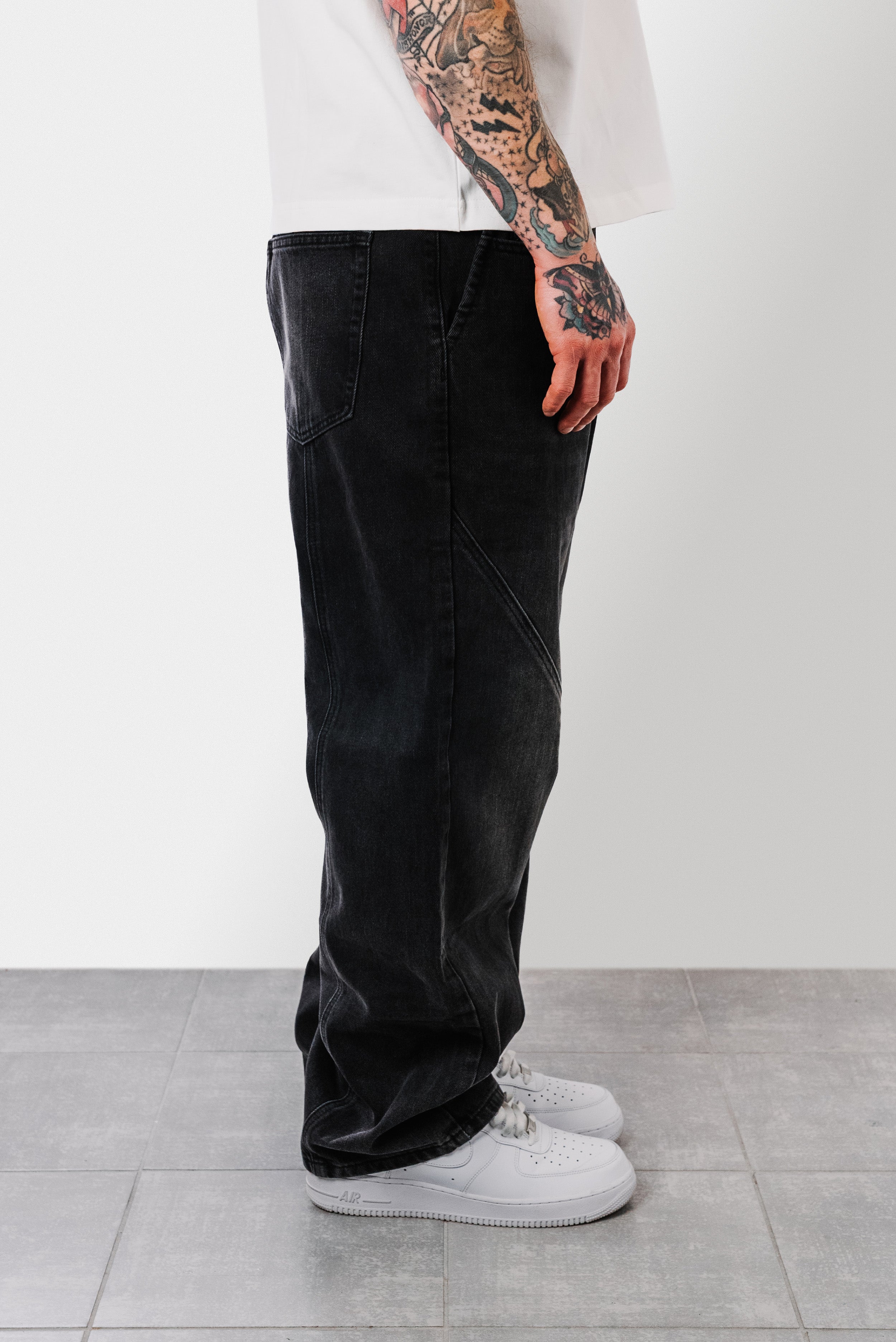 BUYA WASHED BLACK BAGGY JEANS - Shoebuya Design