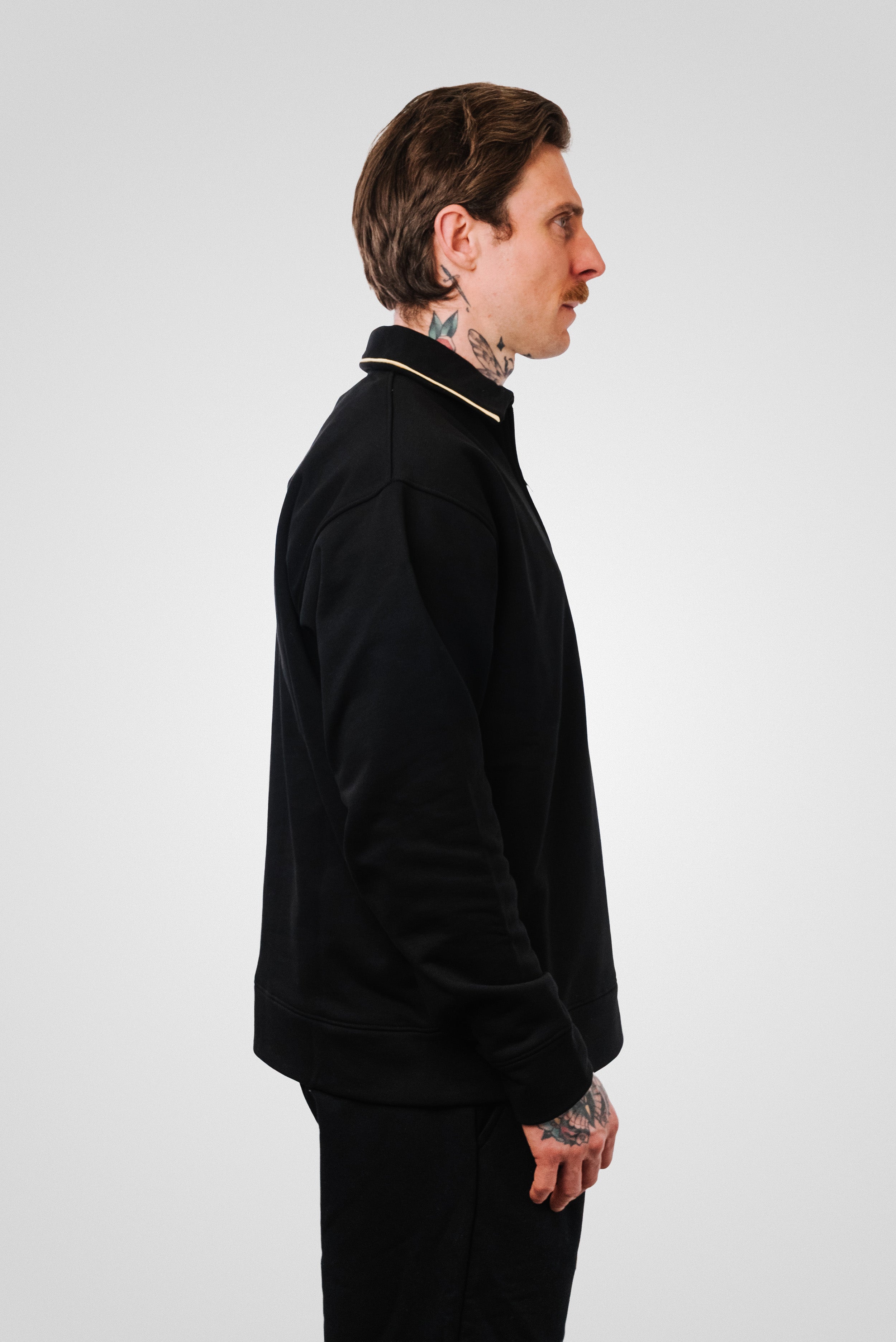 BLACK POLO ZIP LONGSLEEVE - Vision Of Super