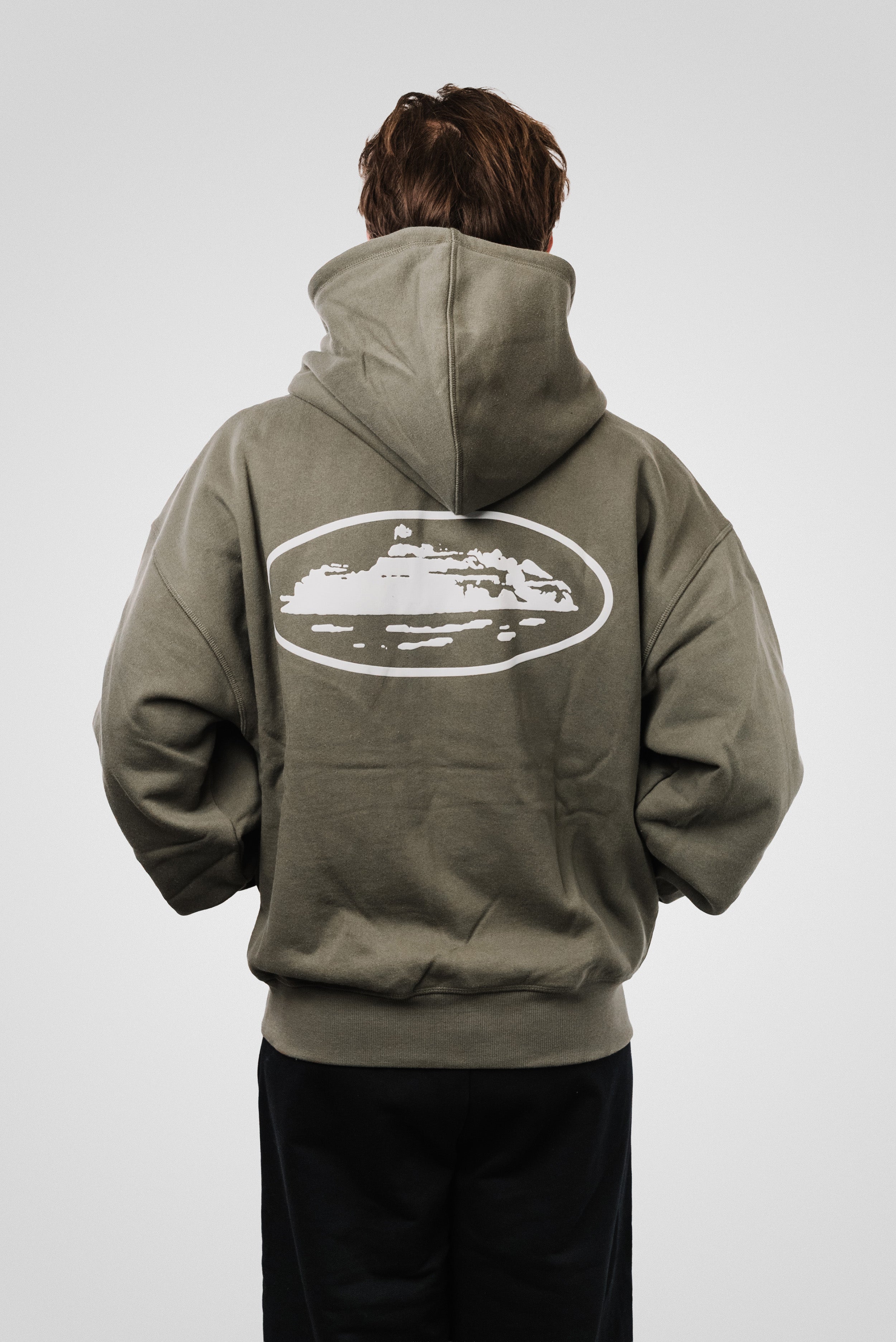 CORTEIZ ISLAND PUFF PRINT ZIP HOODIE OLIVE