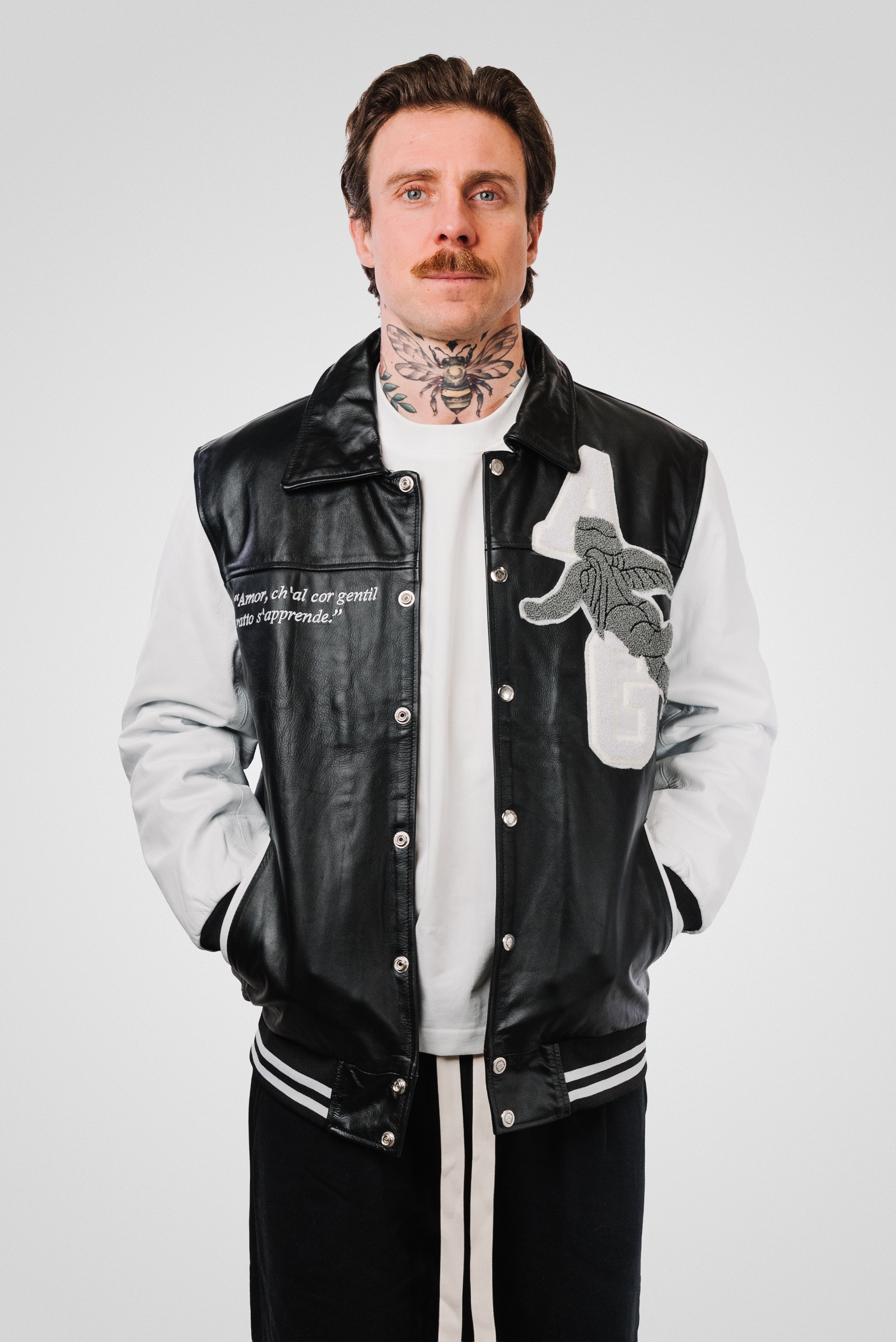 REAL LEATHER ANGELS VARSITY JACKET BLACK - ALESSIO GIFFI