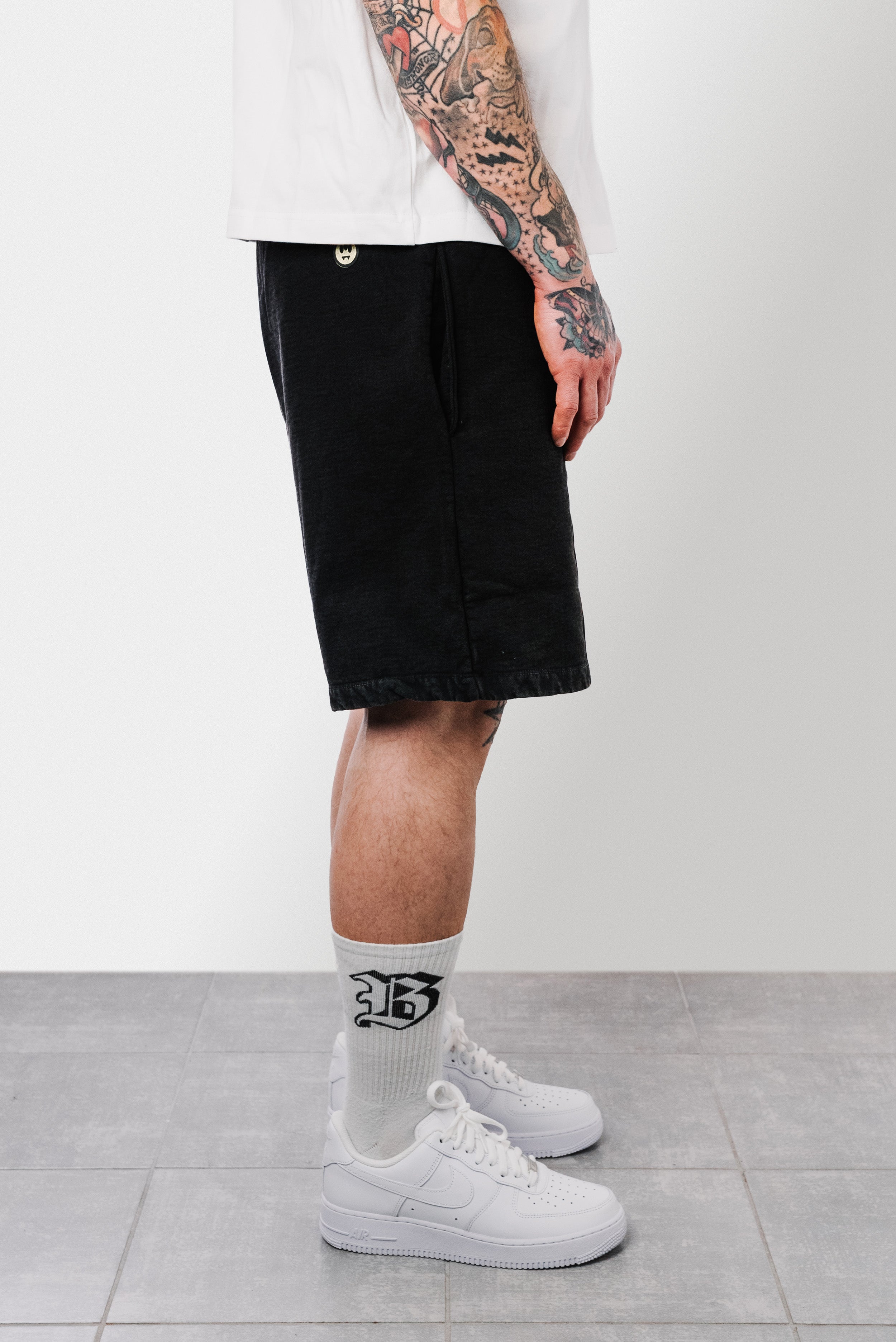EMBROIDERY SWEATSHORT BLACK UNISEX - Barrow