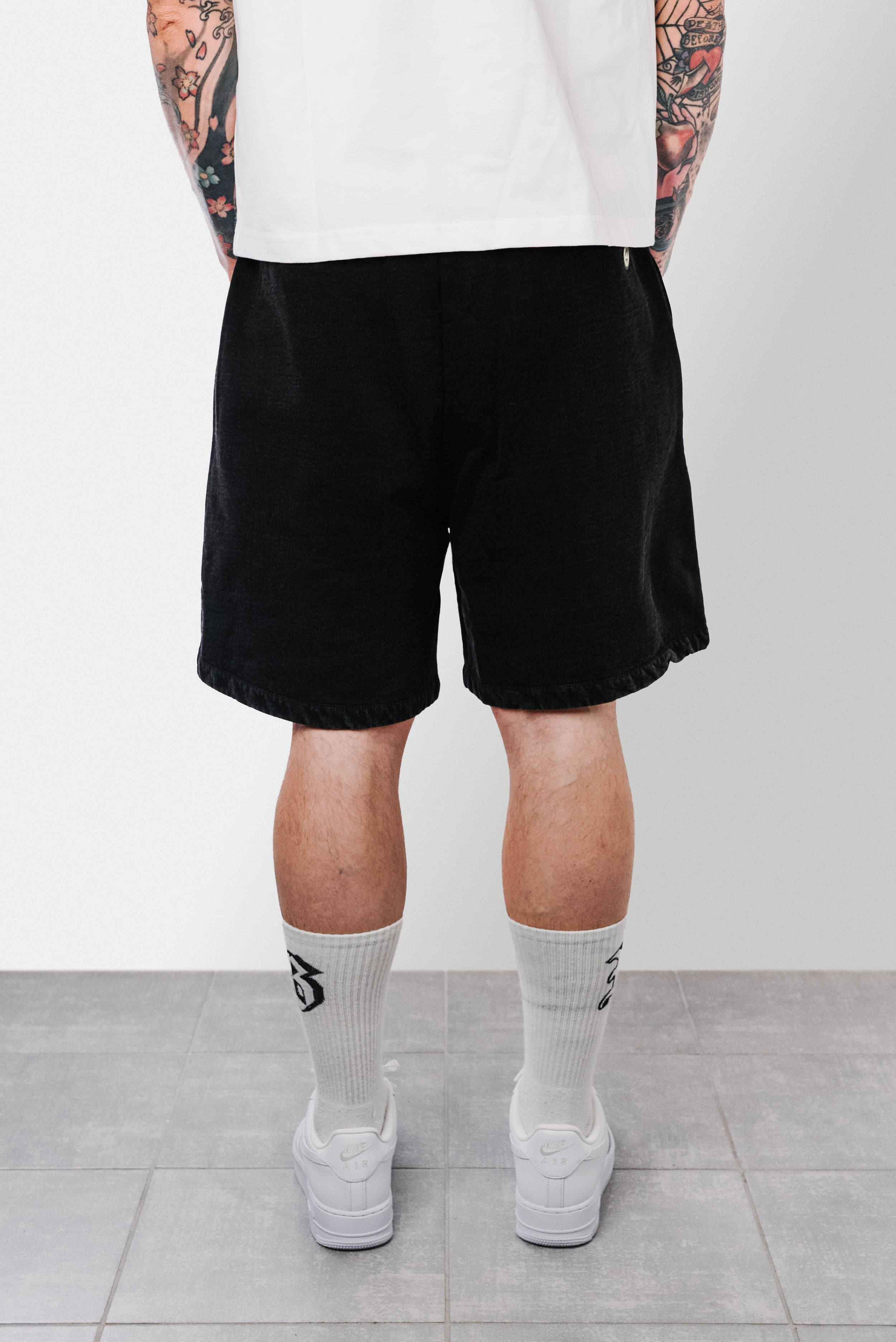 EMBROIDERY SWEATSHORT BLACK UNISEX - Barrow