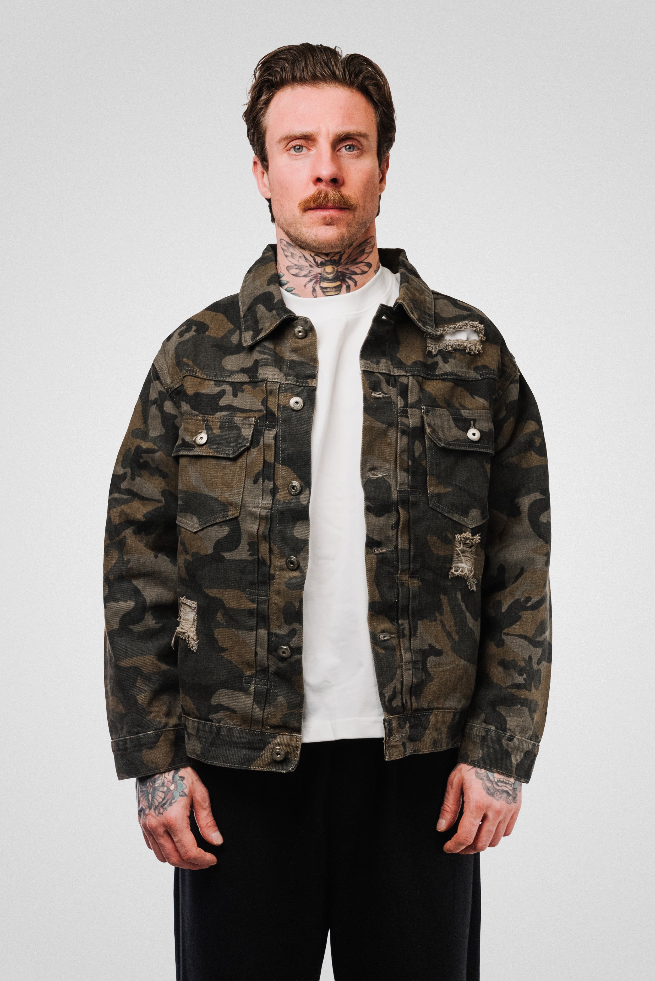 CAMOFLAUGE DENIM JACKET - Shoebuya Design