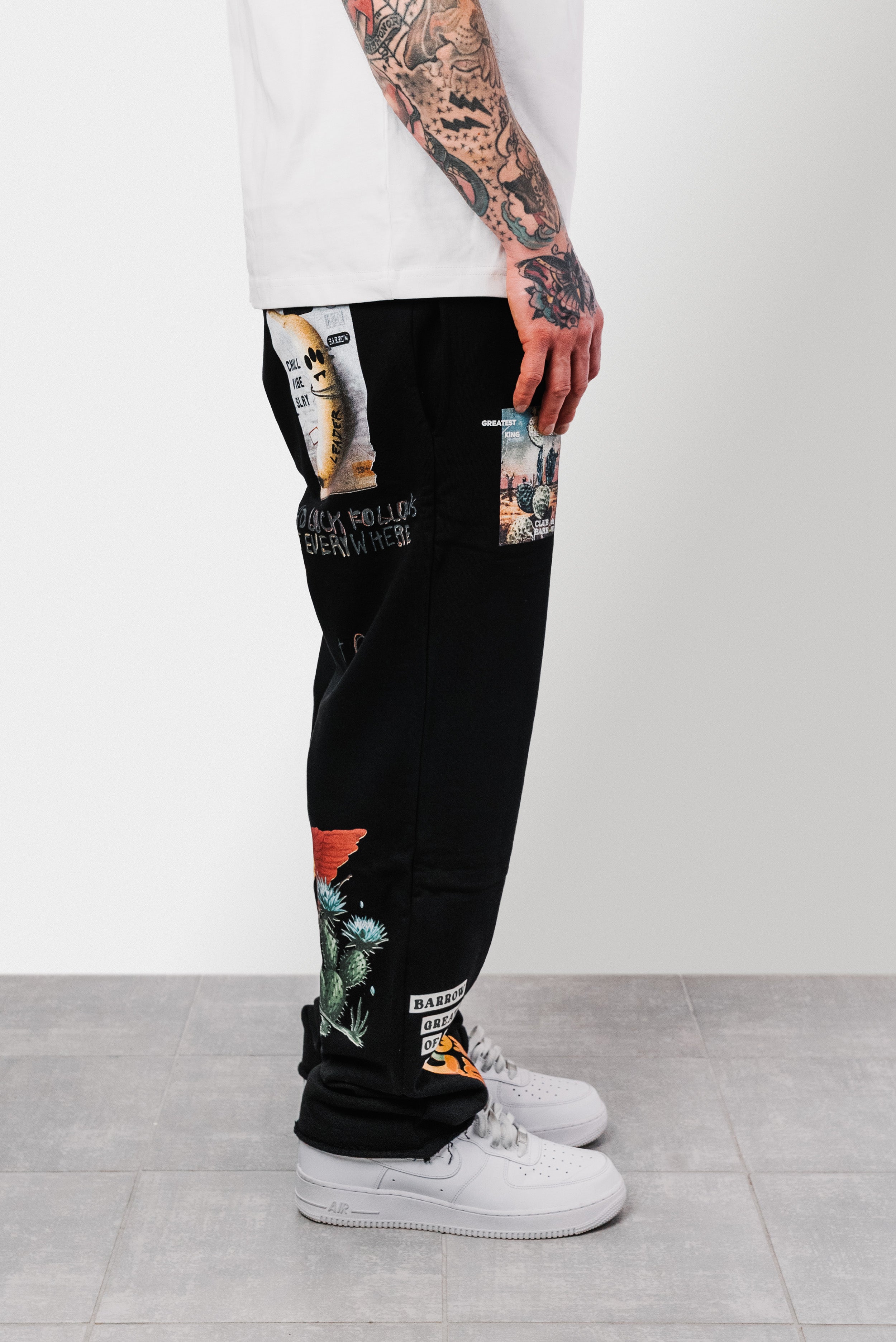 PRINT SWEATPANTS BLACK UNISEX - Barrow
