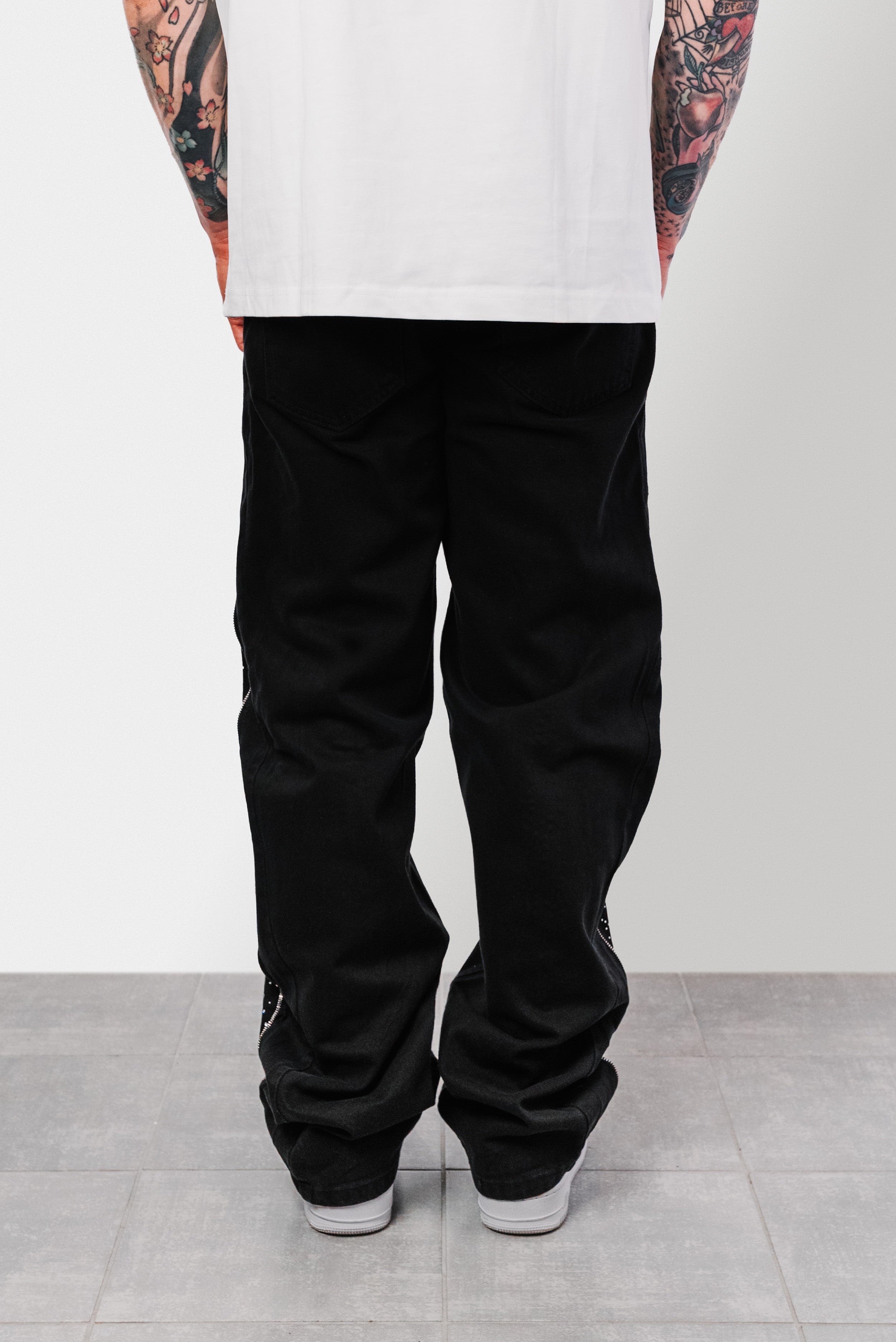 FULL ZIP SPARCKLY BLACK JEANS - Shoebuya Design