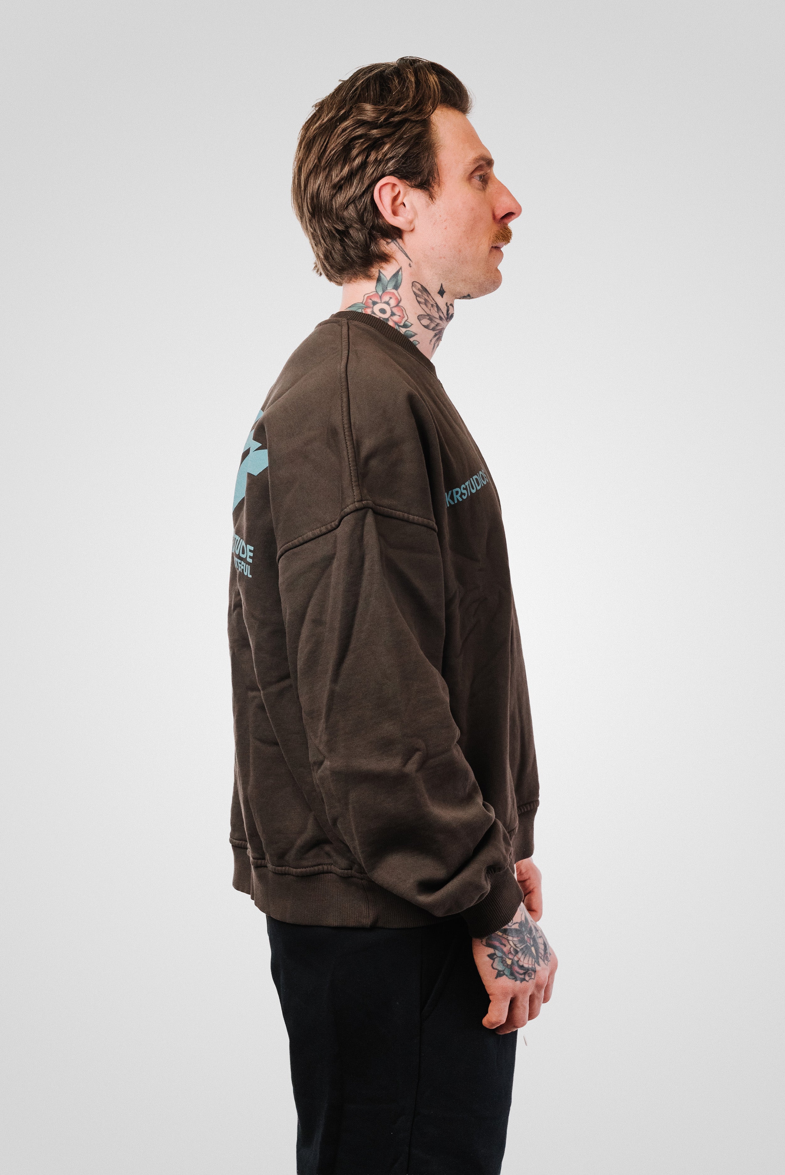 BNK STUDIO LOGO BROWN CREWNECK HOODIE