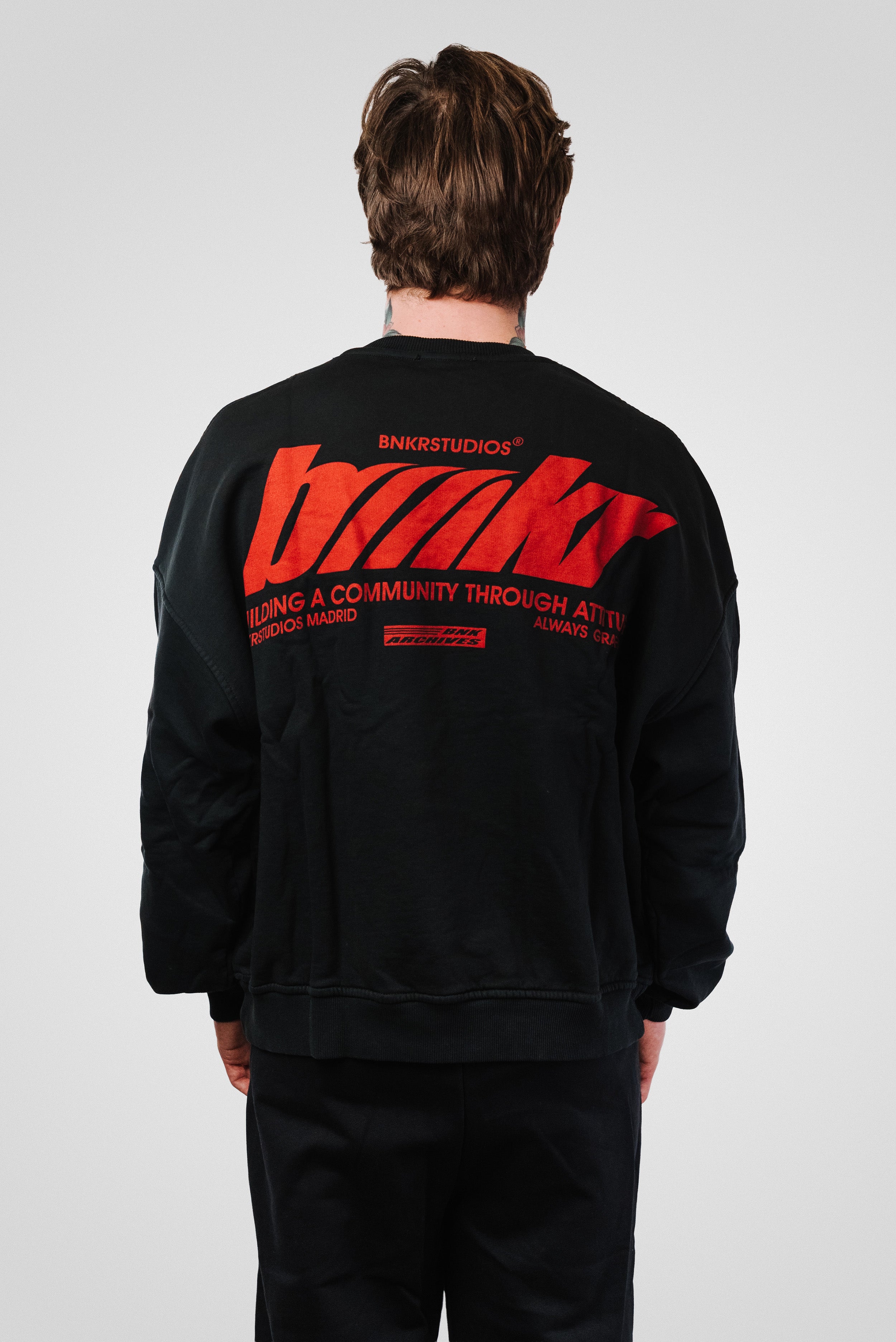 BNK STUDIO LOGO BLACK CREWNECK HOODIE