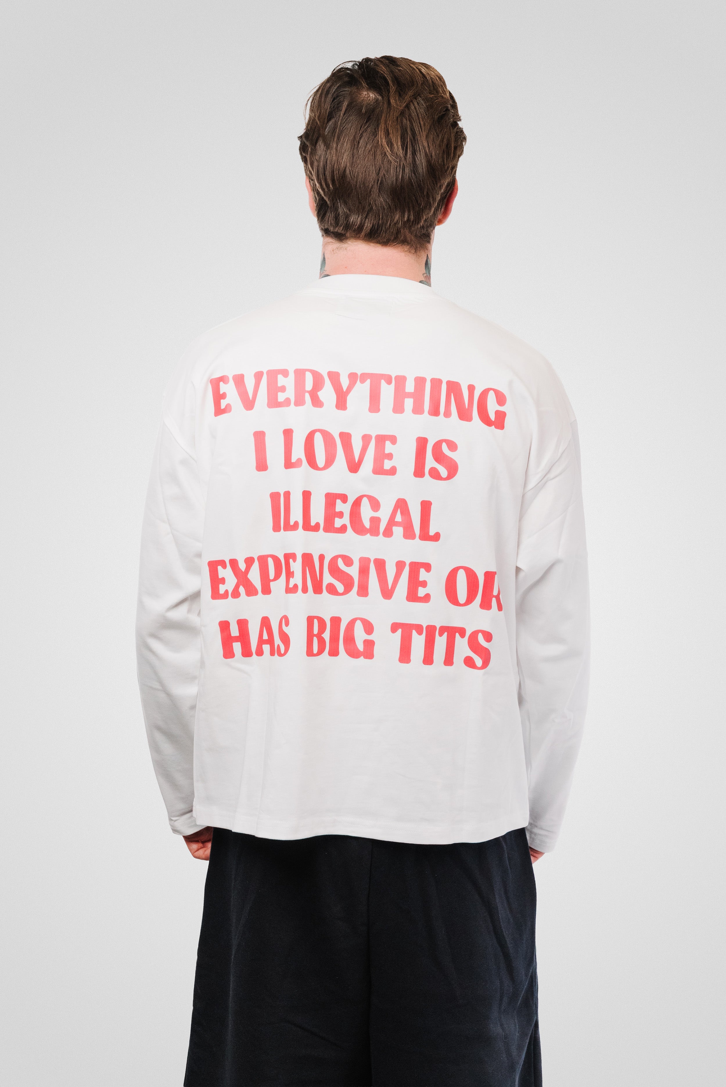 BIG TITS WHITE BOXY LONGSLEEVE - TheDoubleE