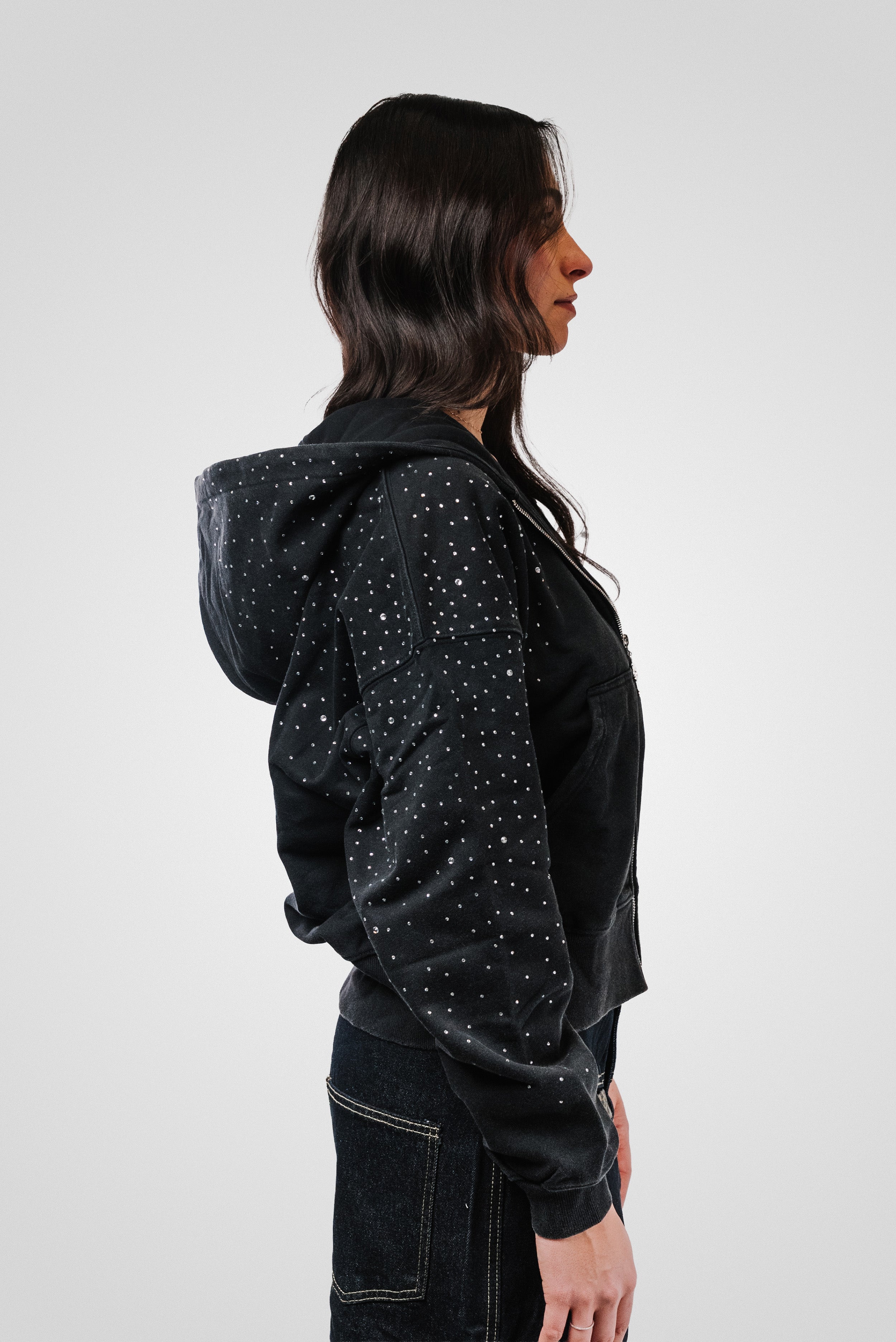 E GLITTER LOGO ZIP HOODIE - TheDoubleE