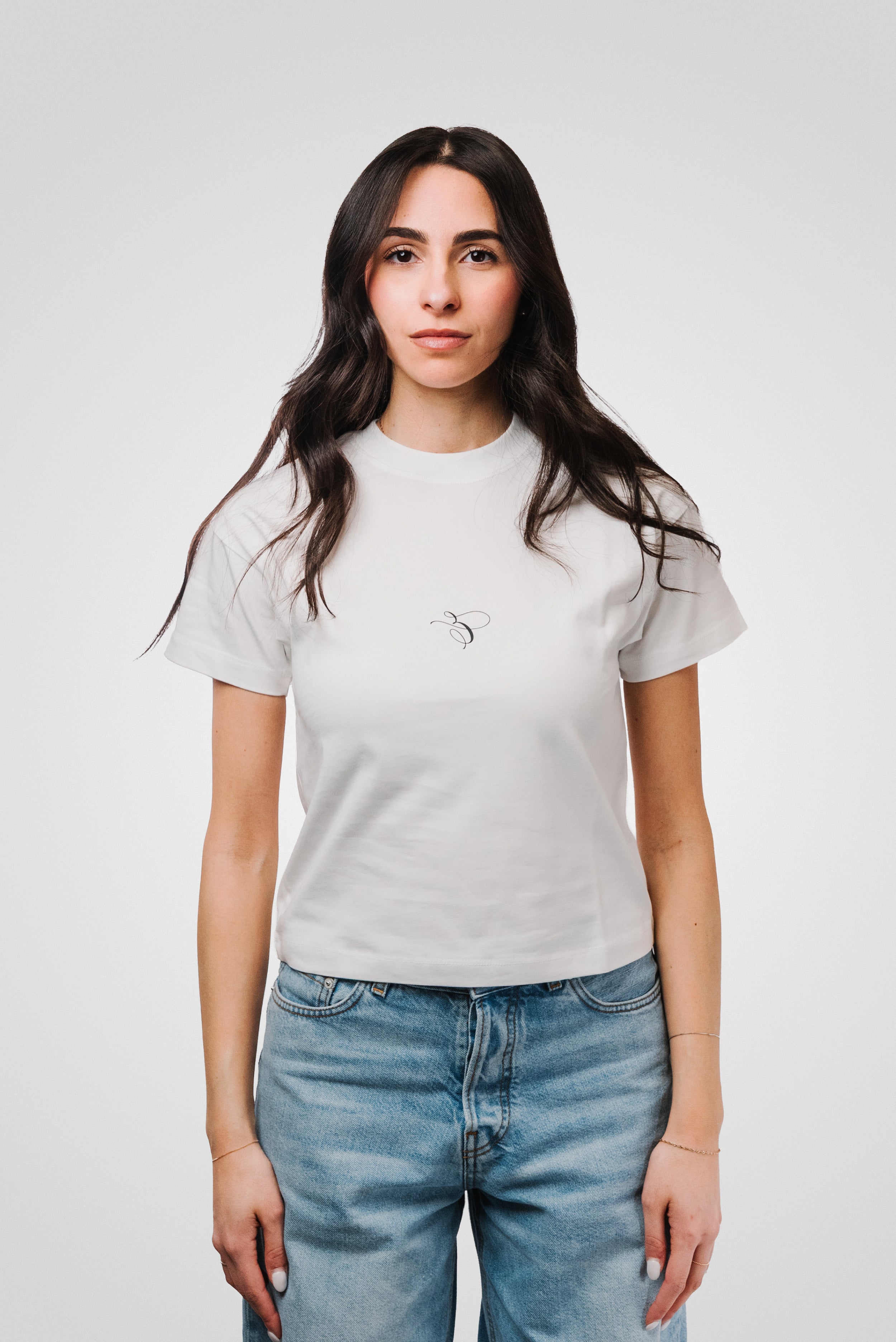 E LOGO WOMEN WHITE TEE - TheDoubleE